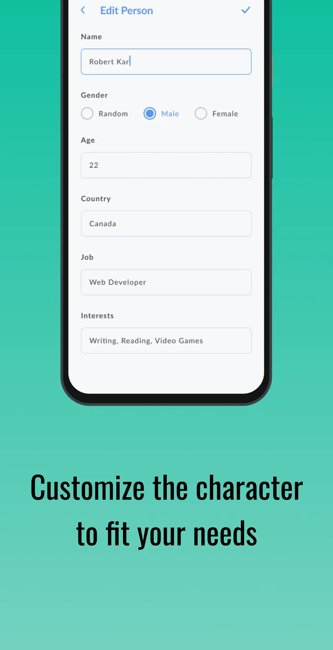 Character Generator | Indus Appstore | Screenshot