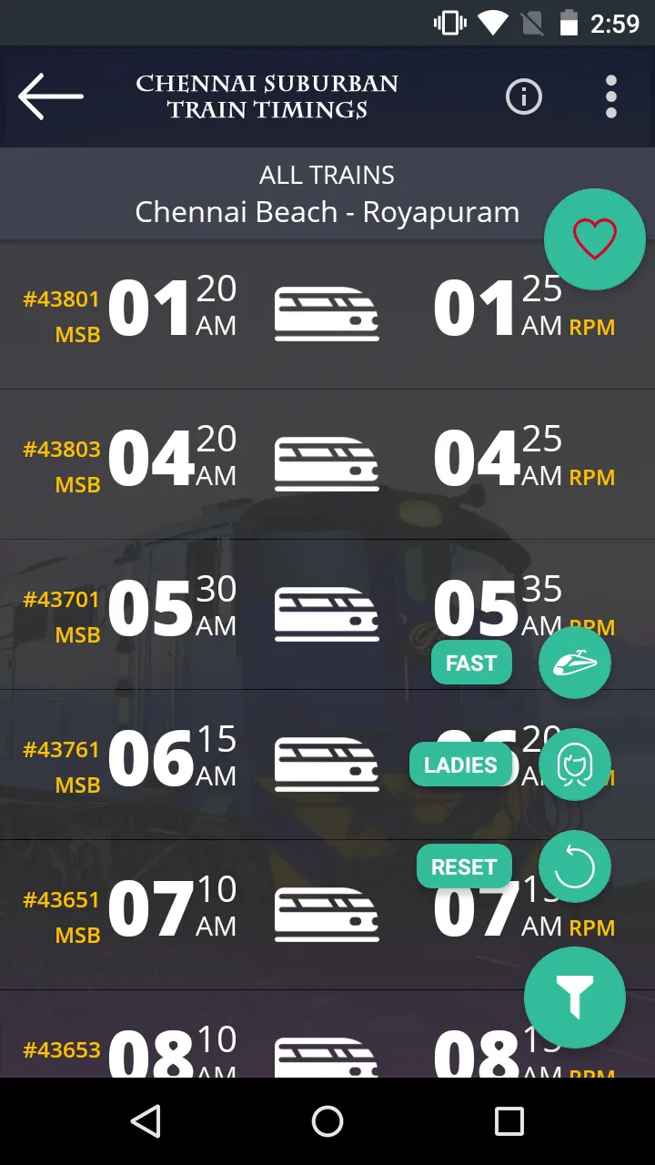 Chennai Suburban Train Timings | Indus Appstore | Screenshot