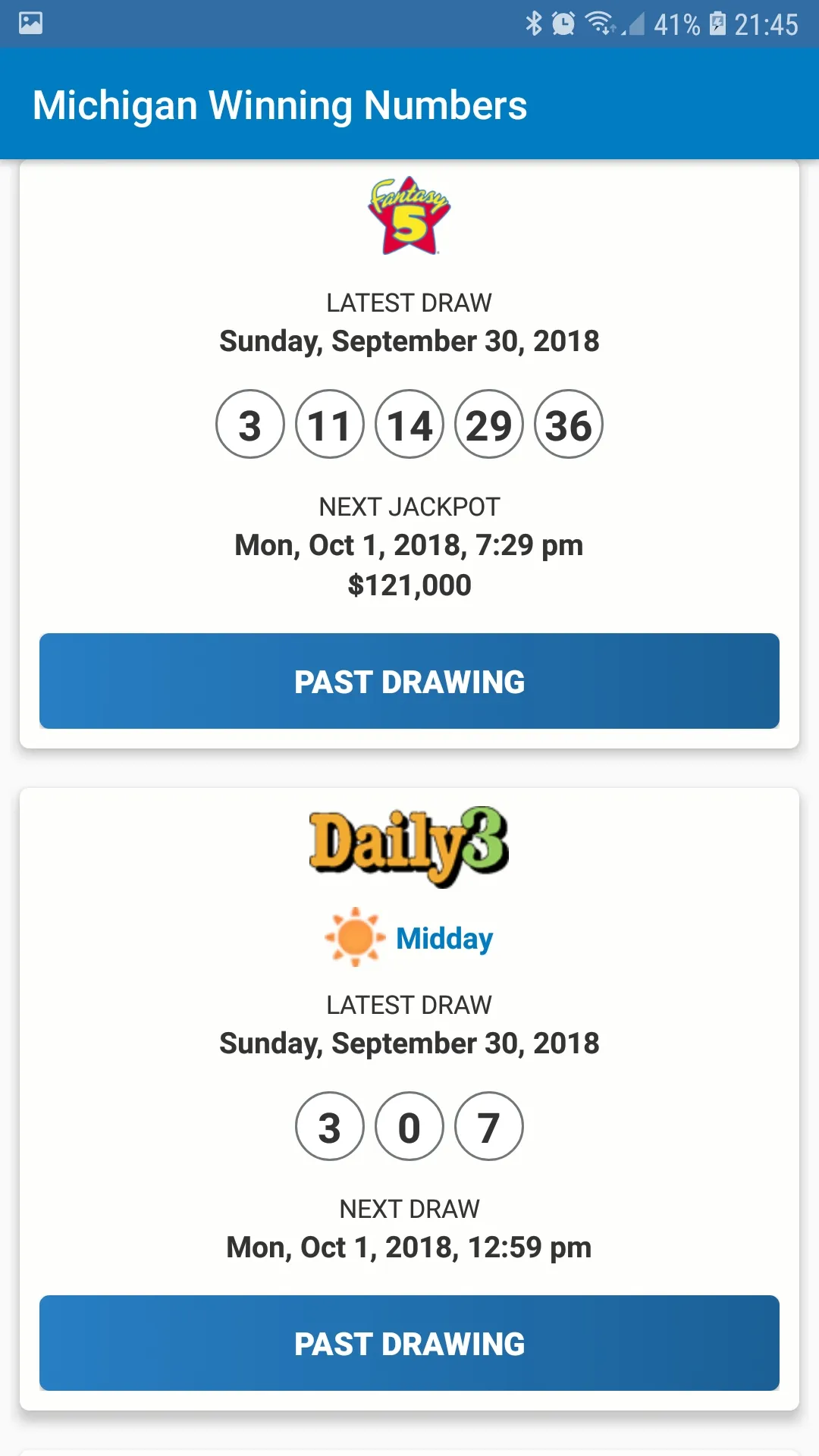 Michigan Lottery Results | Indus Appstore | Screenshot