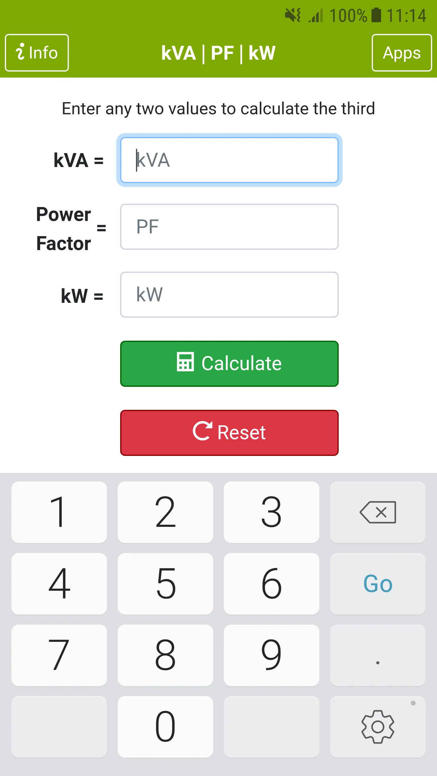 kVA Calculator | Indus Appstore | Screenshot