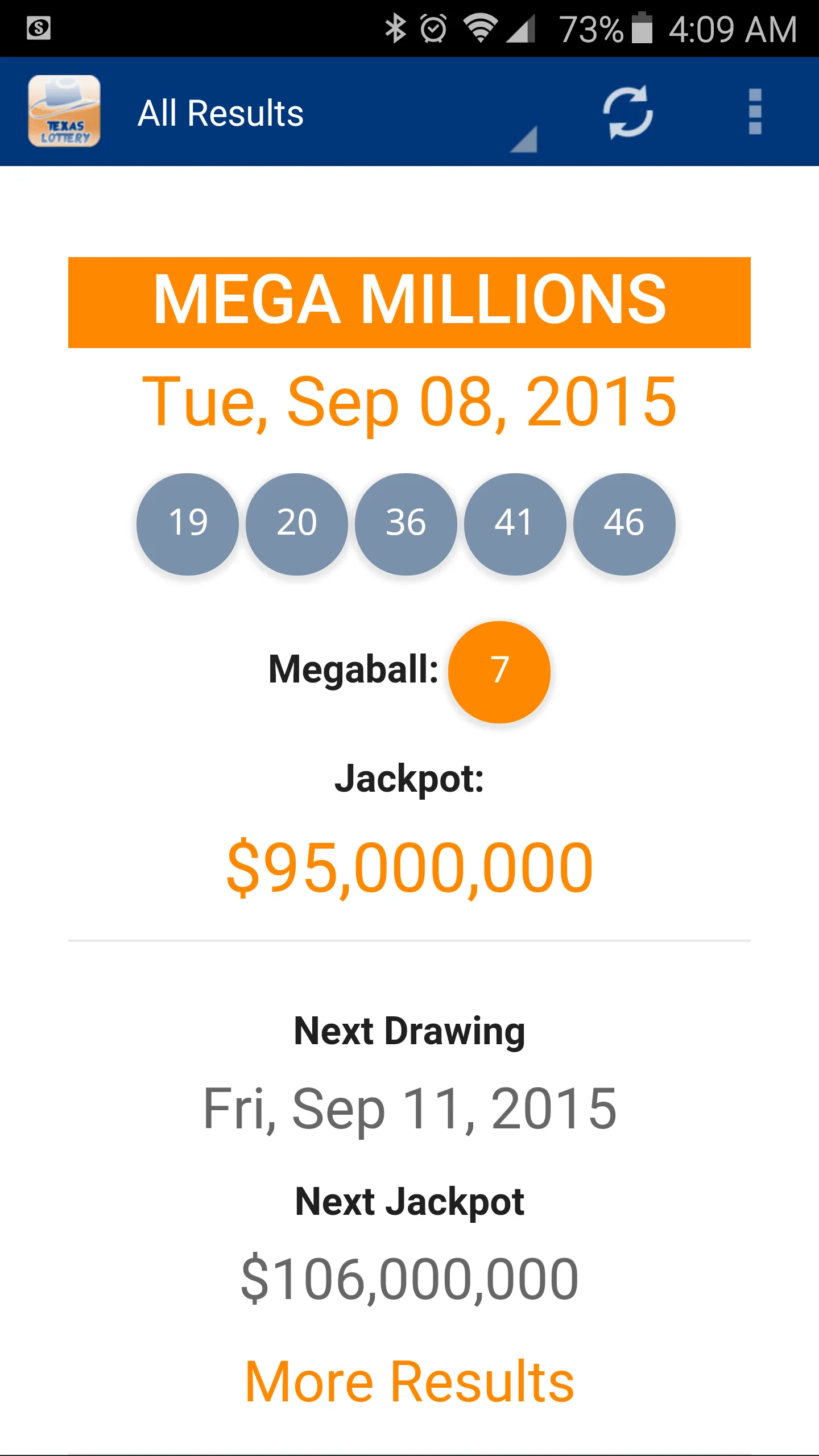 Texas Lottery Results | Indus Appstore | Screenshot