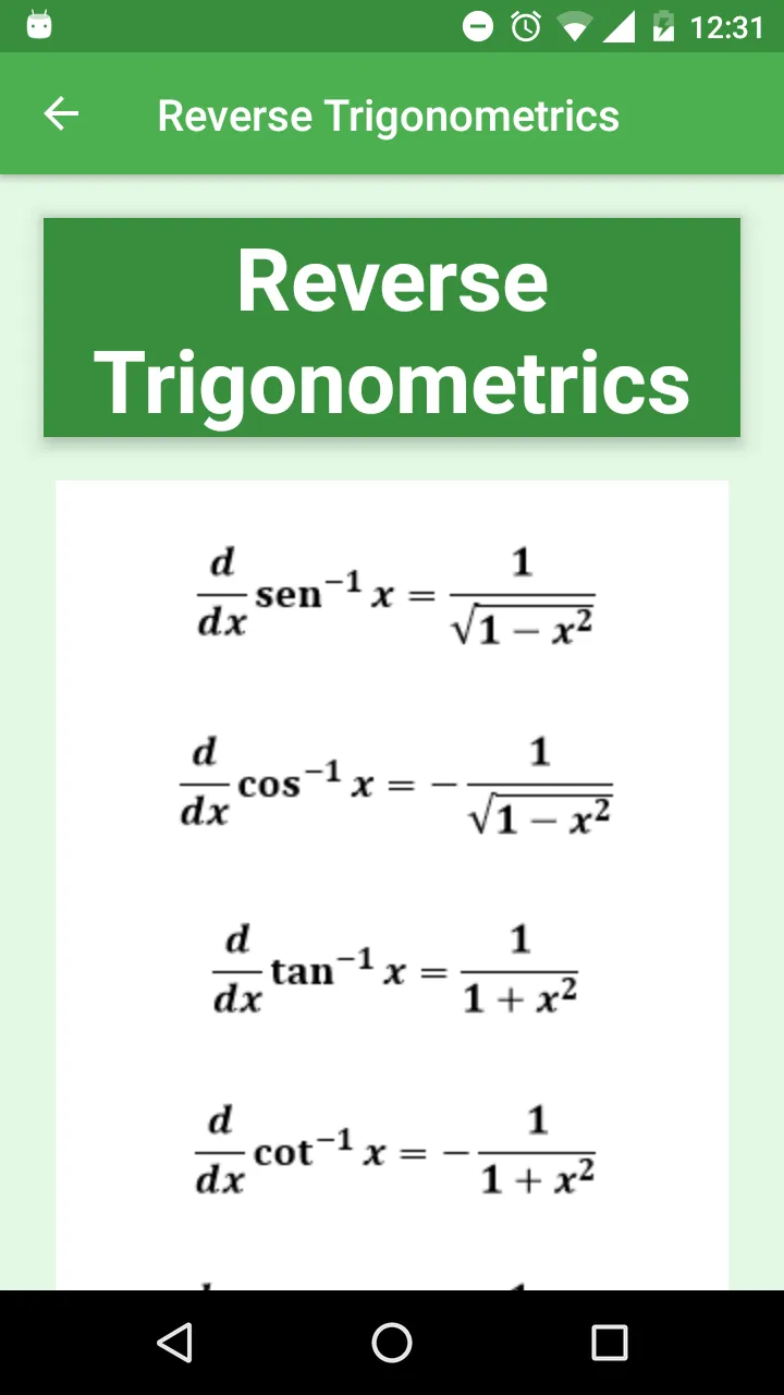 Derivative - Integral Formulas | Indus Appstore | Screenshot