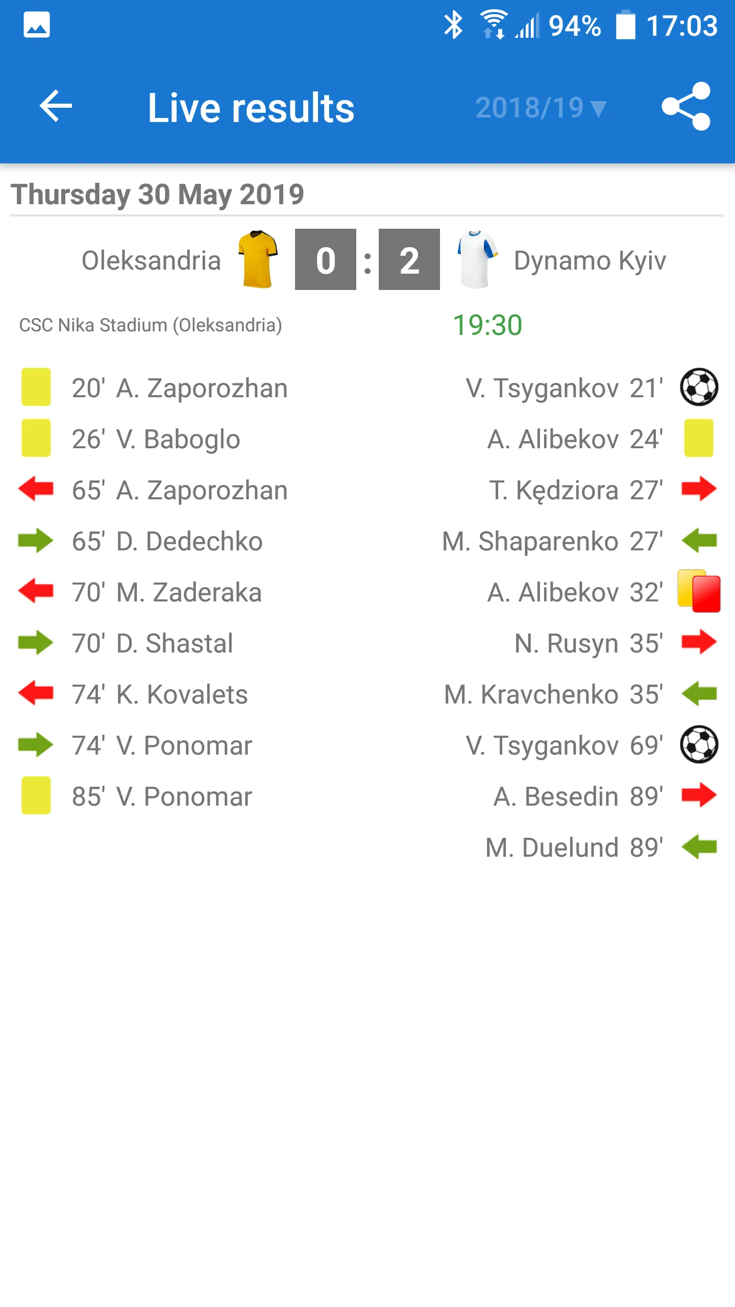 Ukrainian Premier League Live | Indus Appstore | Screenshot