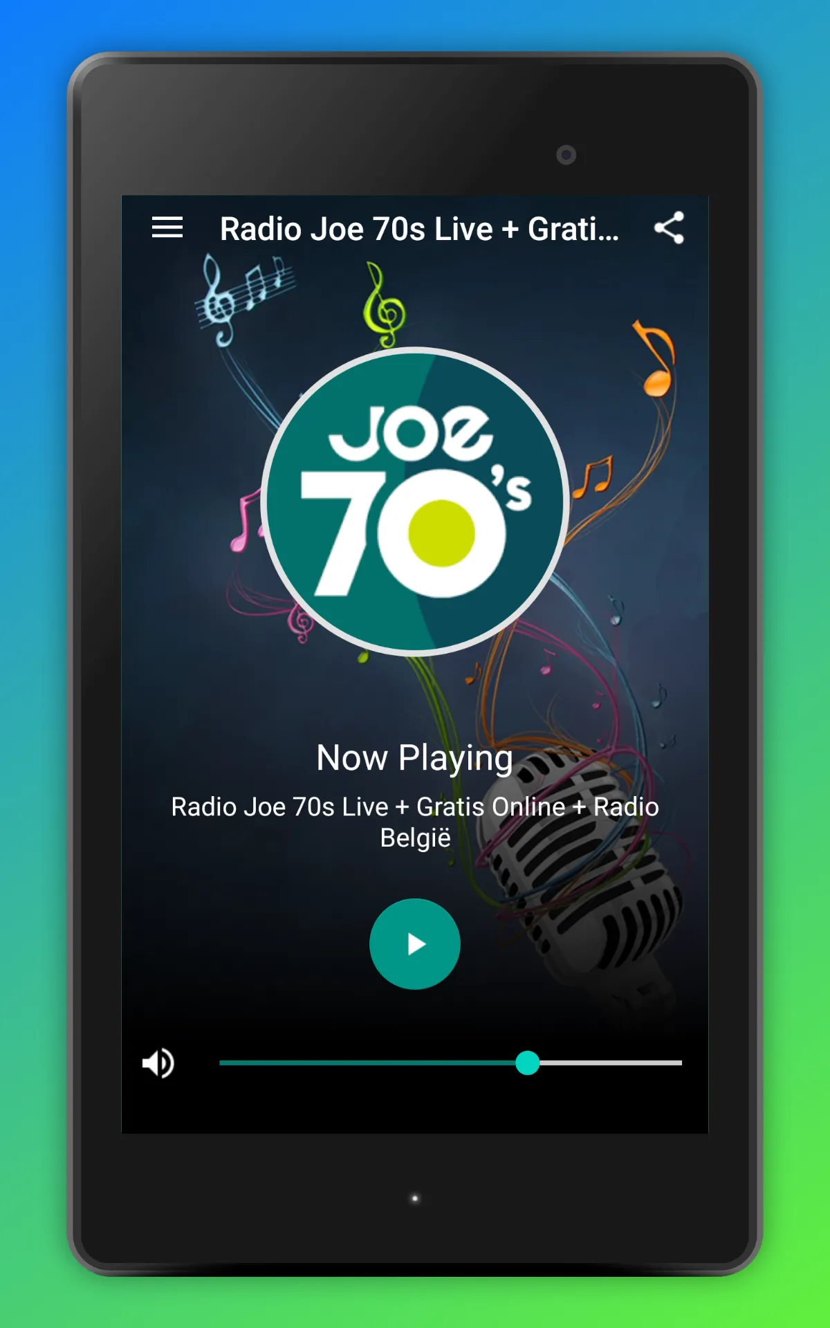 Radio Joe 70s Live App België | Indus Appstore | Screenshot