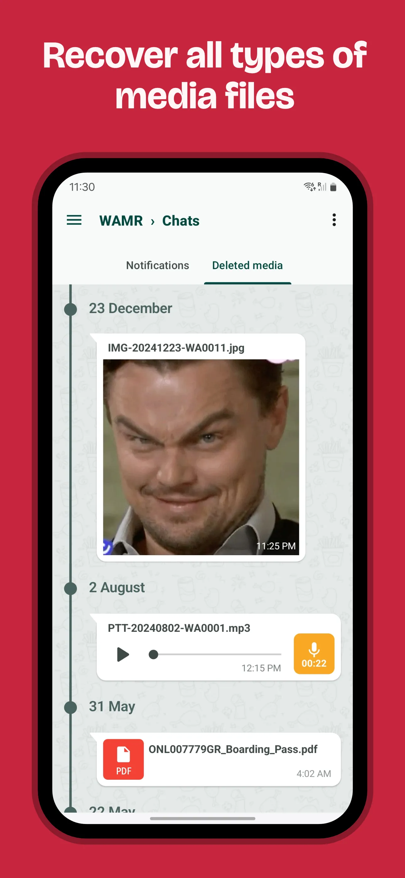 WAMR: Reveal deleted messages! | Indus Appstore | Screenshot