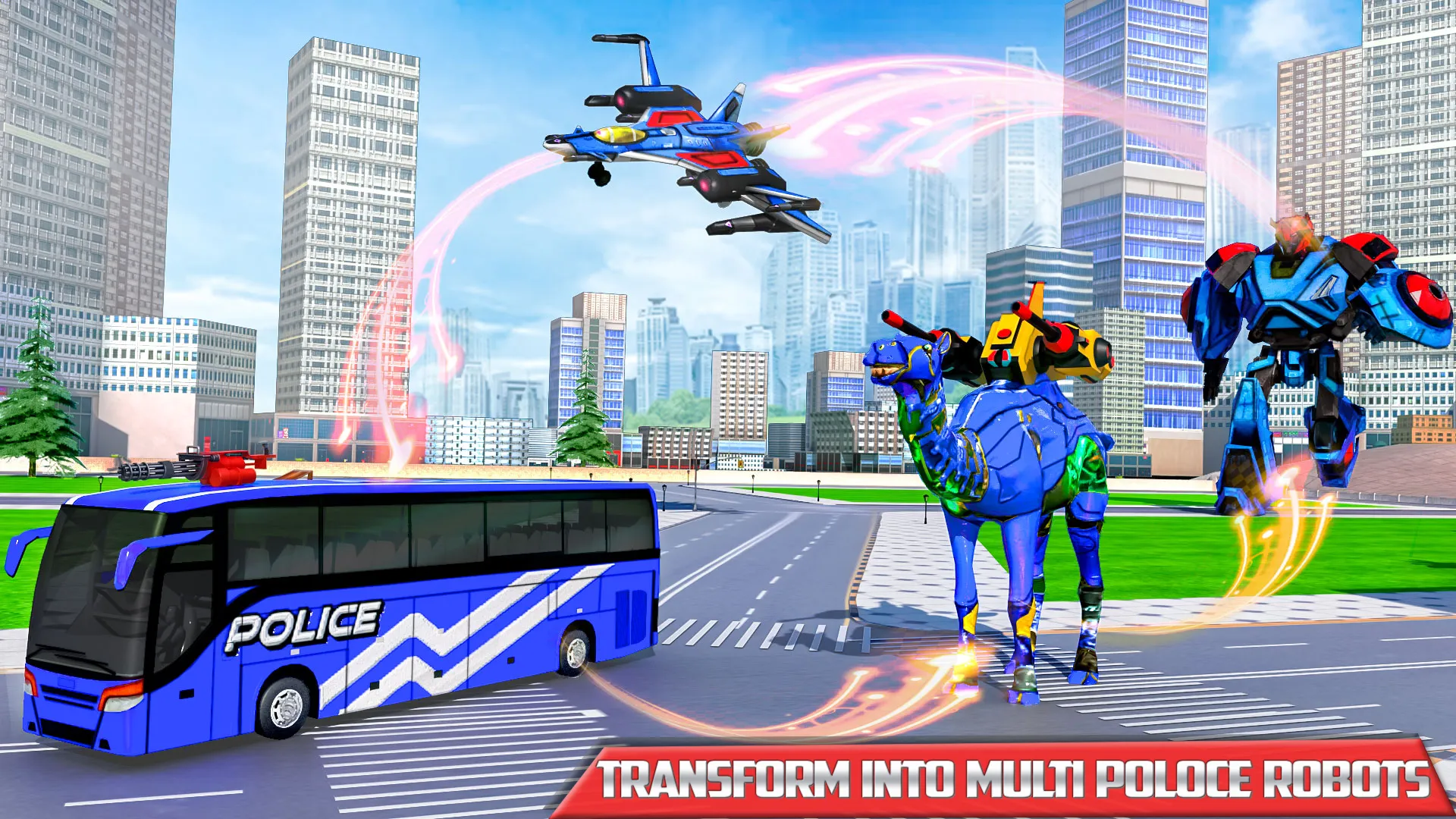 US Police Bus Transmute Robot  | Indus Appstore | Screenshot