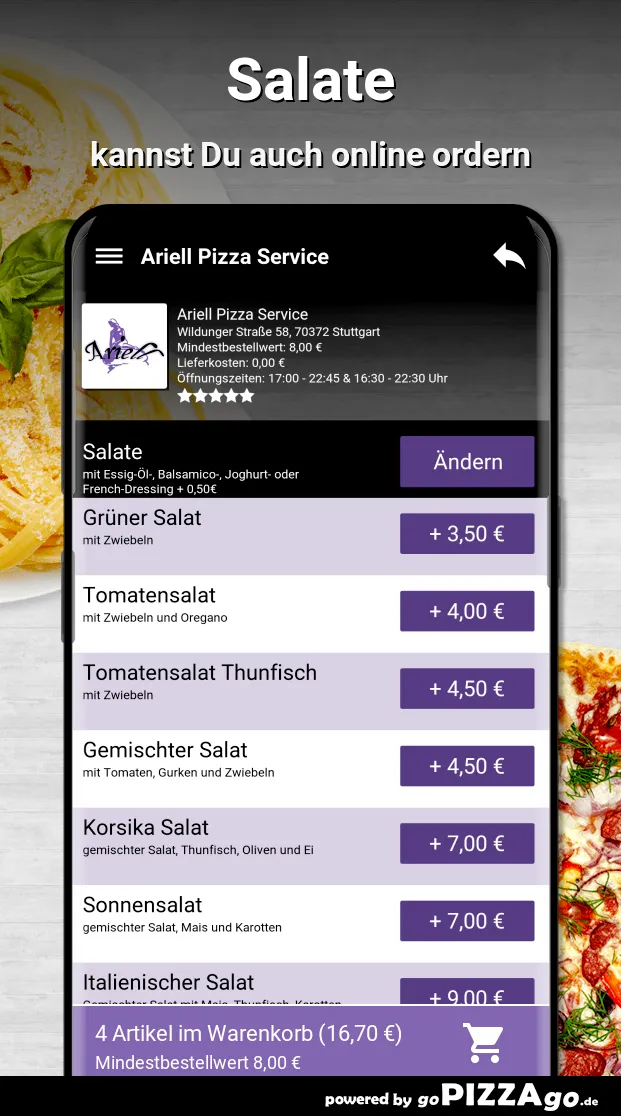 Ariell Pizza Service Stuttgart | Indus Appstore | Screenshot