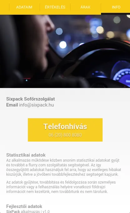 Sixpack Sofőrszolgálat | Indus Appstore | Screenshot