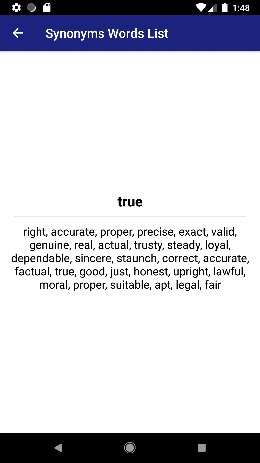 Synonyms Words List | Indus Appstore | Screenshot
