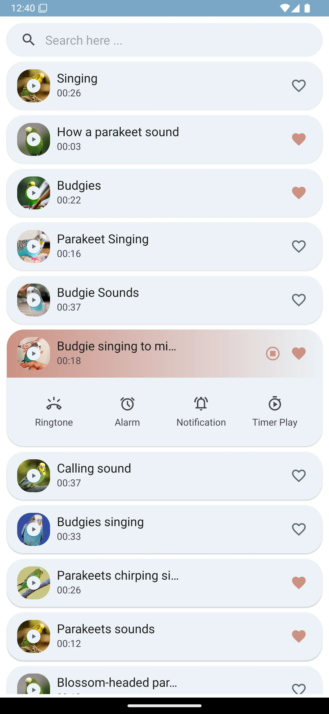 Parakeet Sounds | Indus Appstore | Screenshot