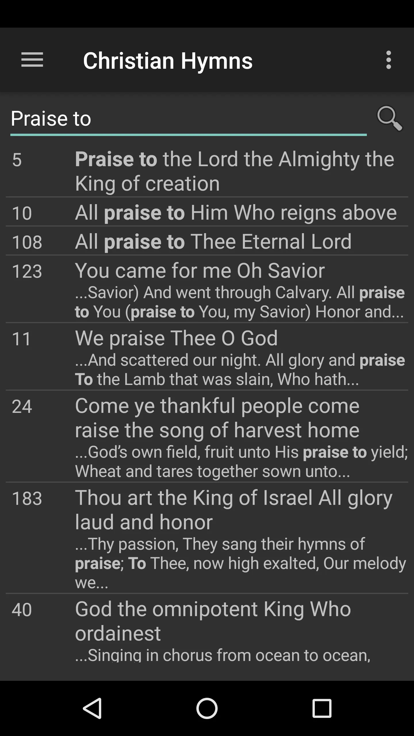 Christian English Hymns | Indus Appstore | Screenshot