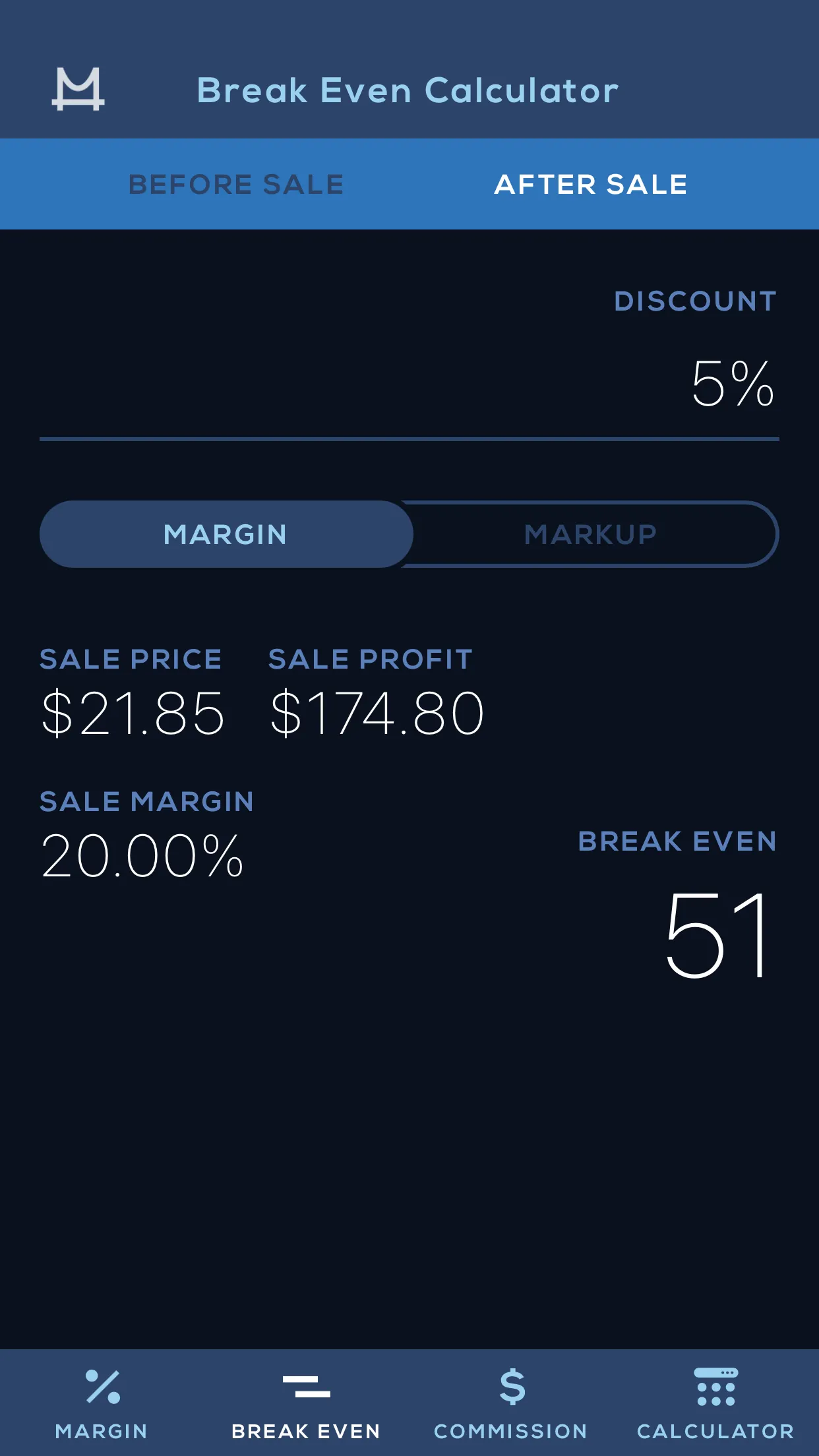 Marcus Lemonis Margin Calculat | Indus Appstore | Screenshot