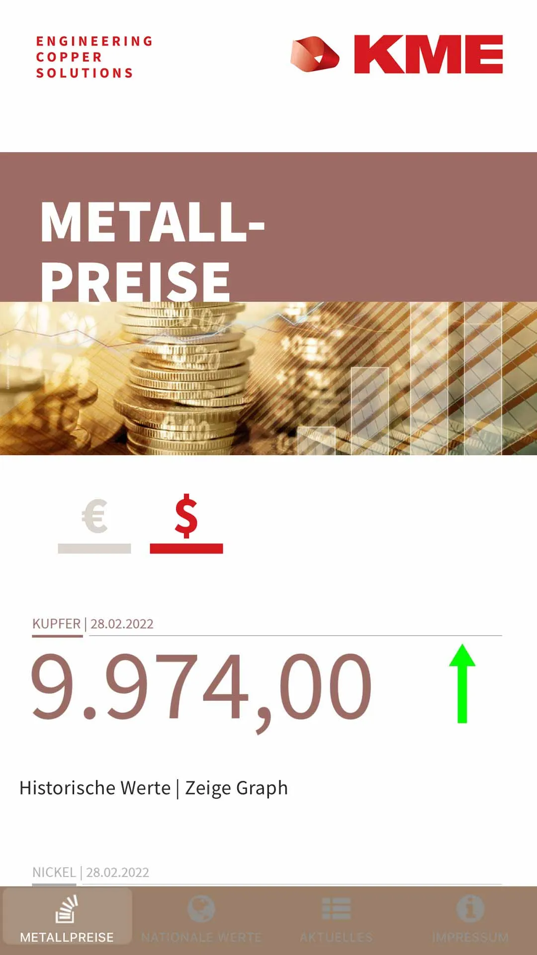 KME METALLPREISE | Indus Appstore | Screenshot