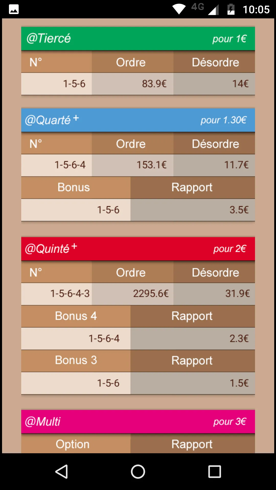 QPlus  Résultats  Prono Quinté | Indus Appstore | Screenshot