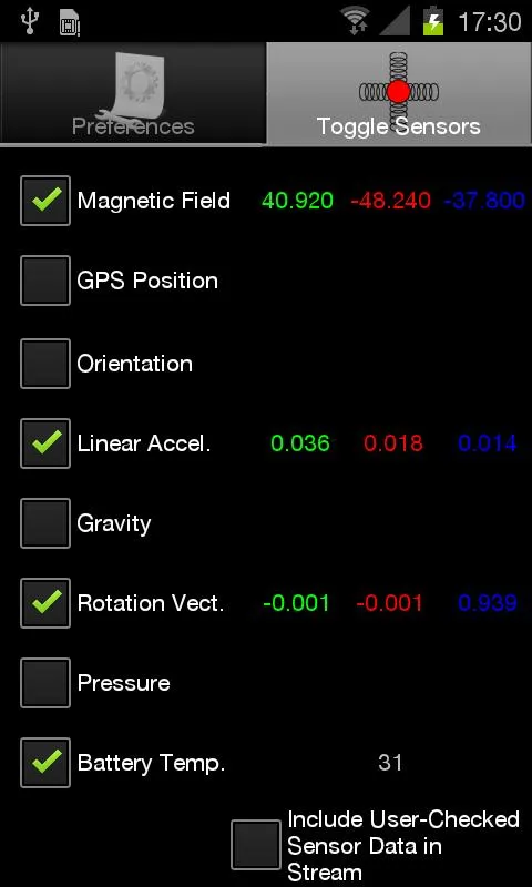 Sensorstream IMU+GPS | Indus Appstore | Screenshot