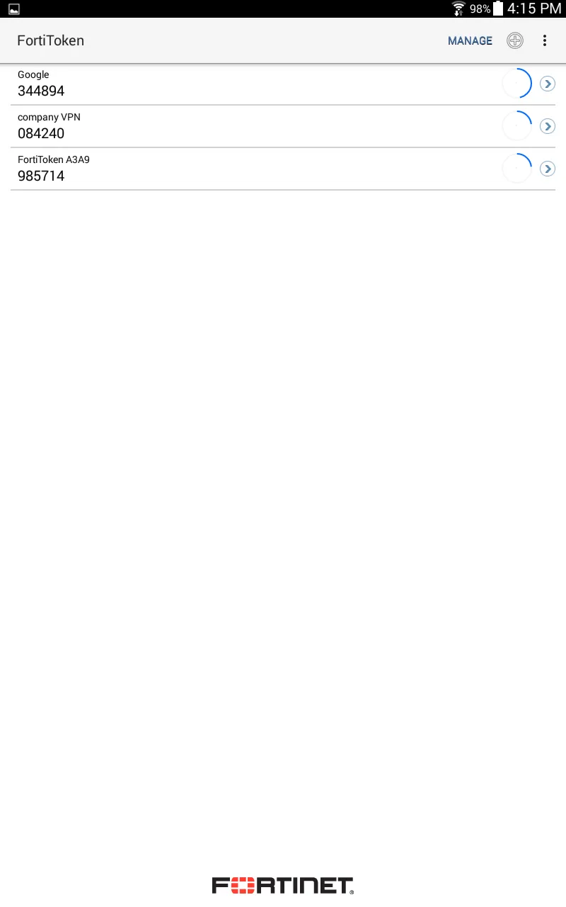 FortiToken Mobile | Indus Appstore | Screenshot
