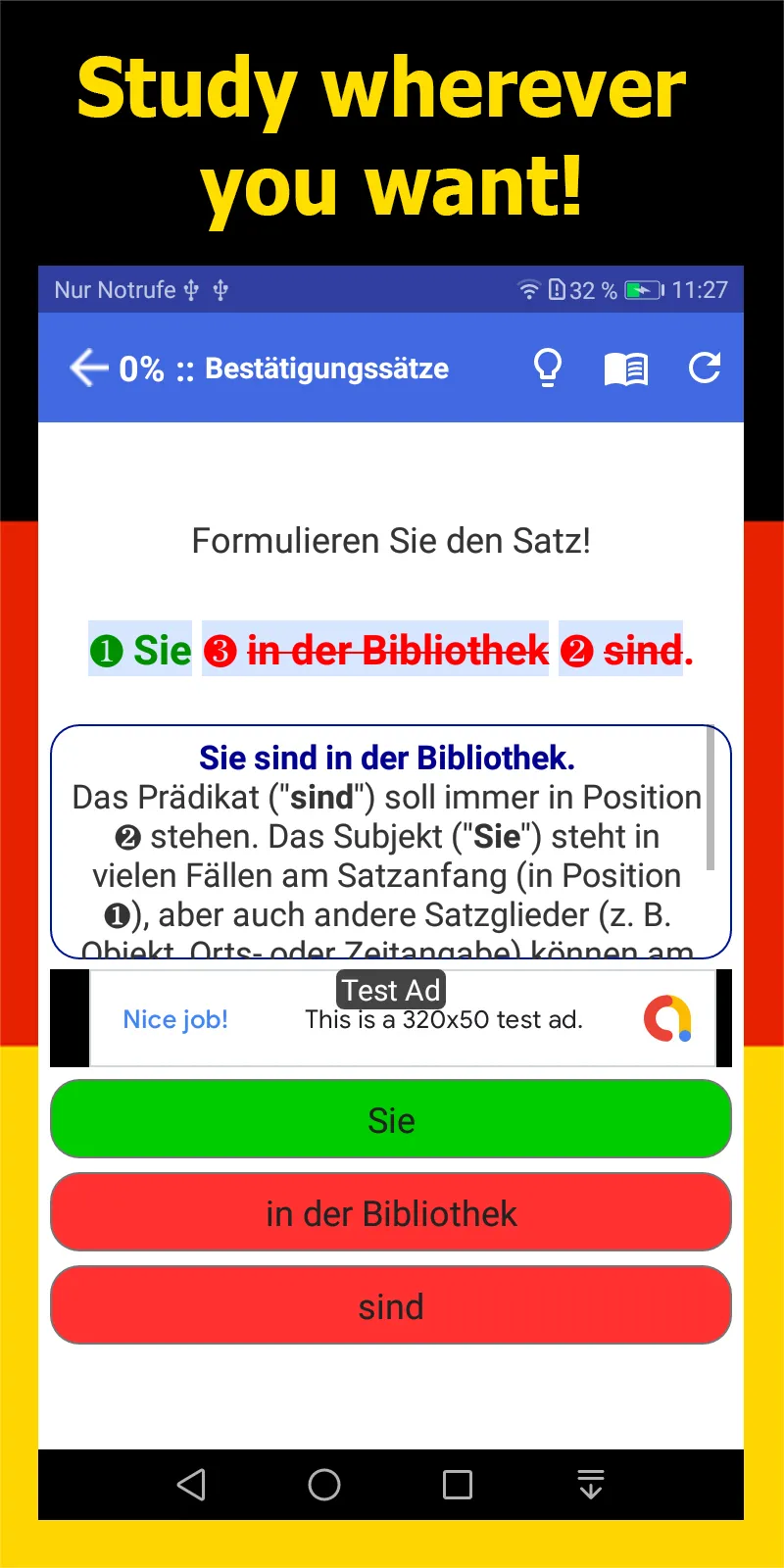 A1 German learning: exercises | Indus Appstore | Screenshot