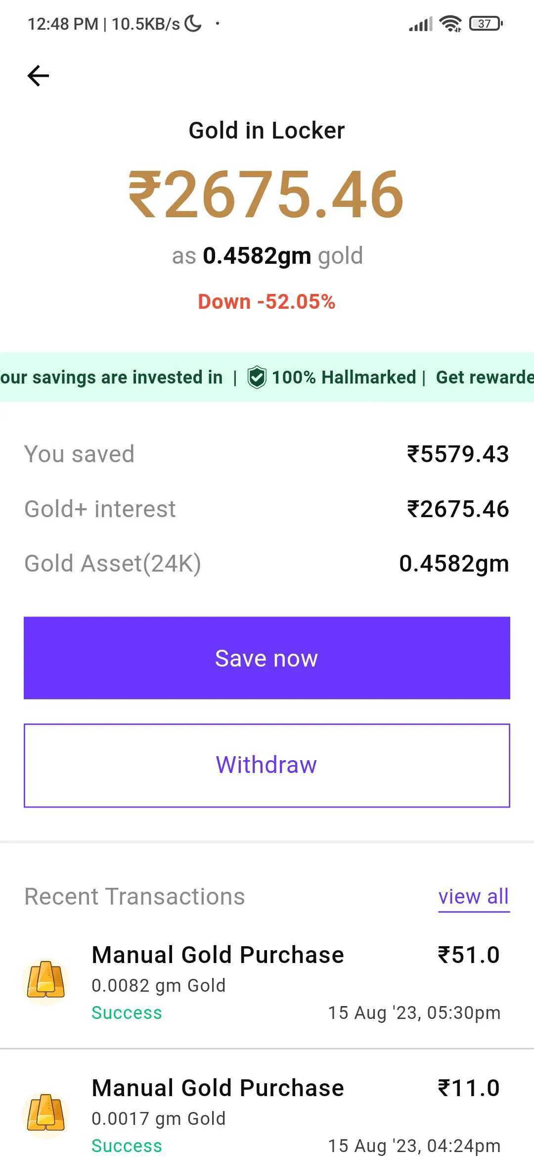 Save Gold | Indus Appstore | Screenshot