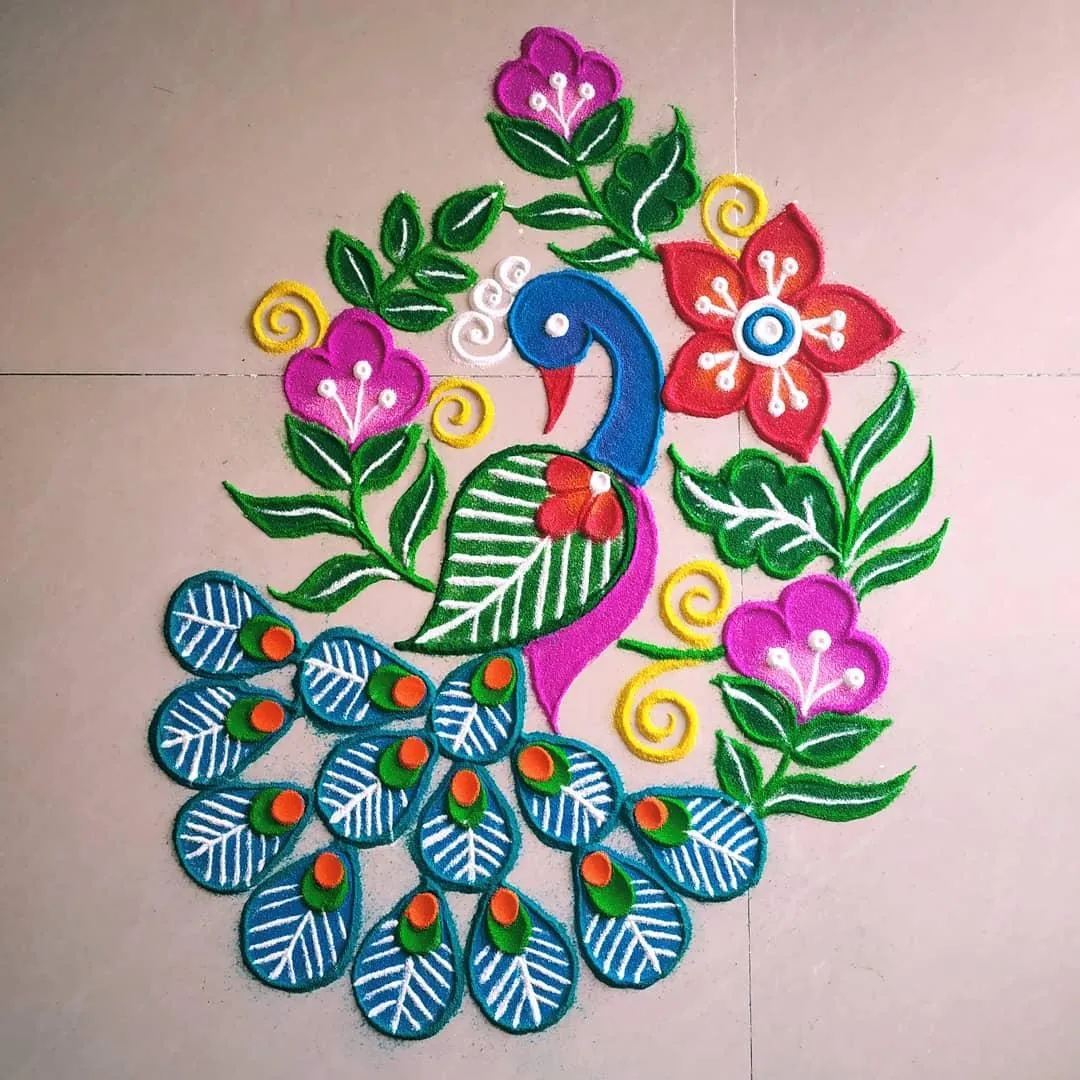 Peacock Rangoli Designs | Indus Appstore | Screenshot