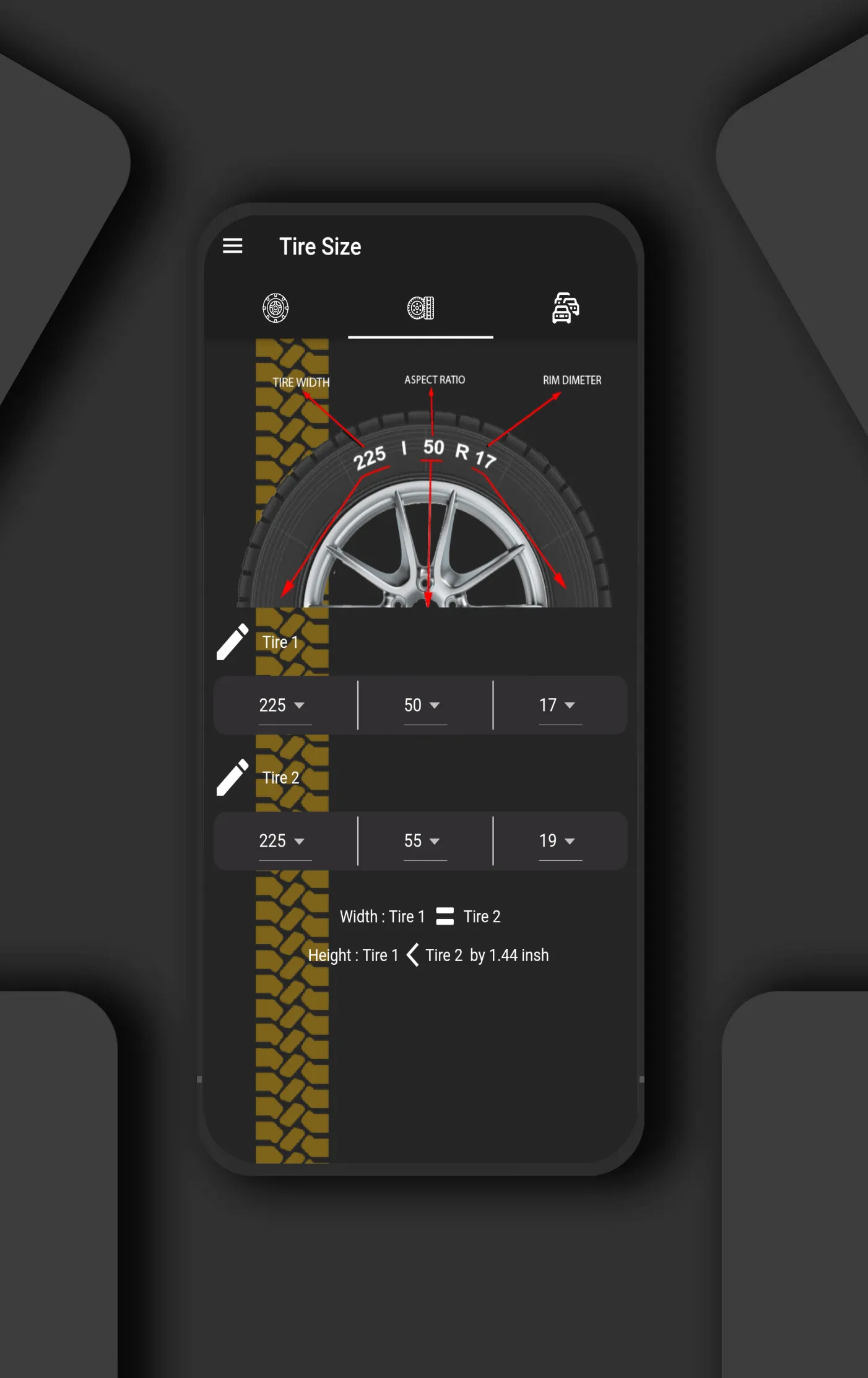 Tire Size | Indus Appstore | Screenshot