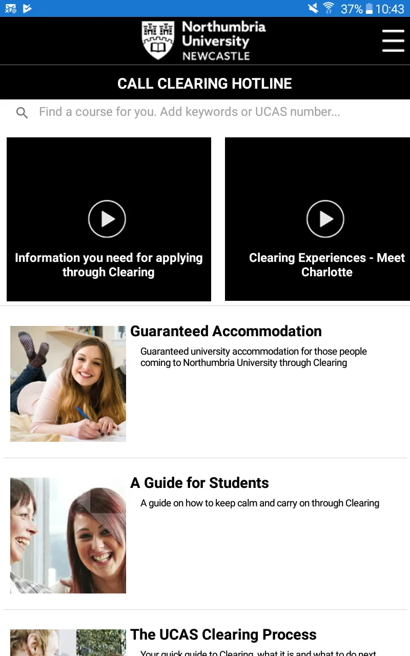 NU Clearing - Northumbria Univ | Indus Appstore | Screenshot