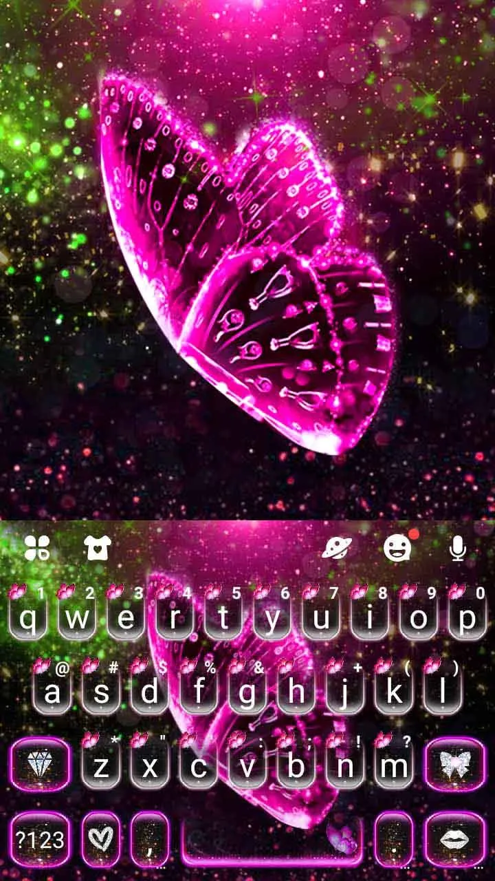 Glitter Pink Butterfly Keyboar | Indus Appstore | Screenshot