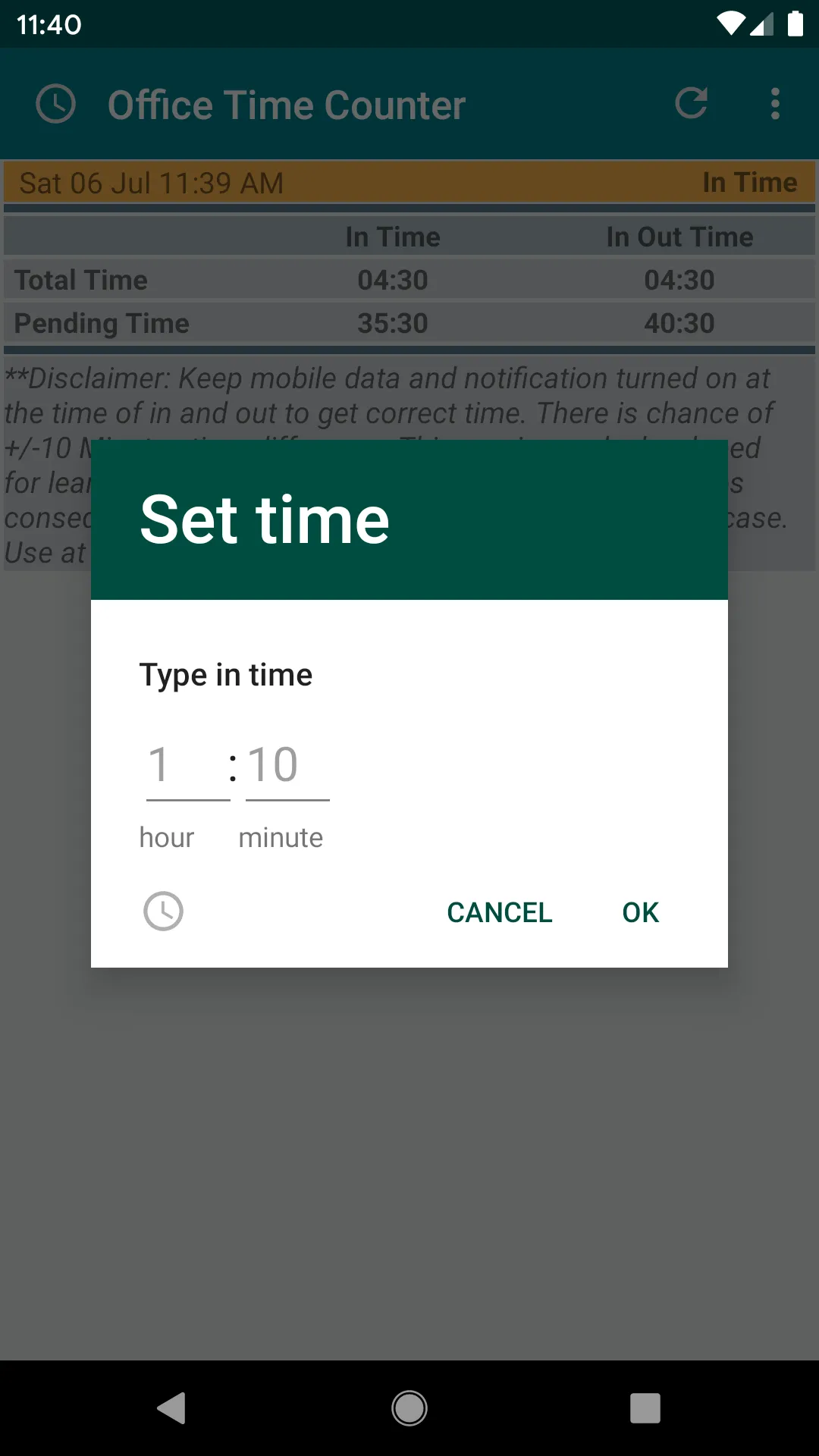 Office Time Counter | Indus Appstore | Screenshot