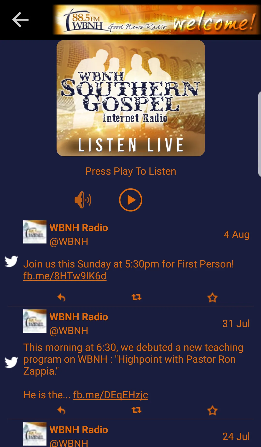WBNH Radio | Indus Appstore | Screenshot
