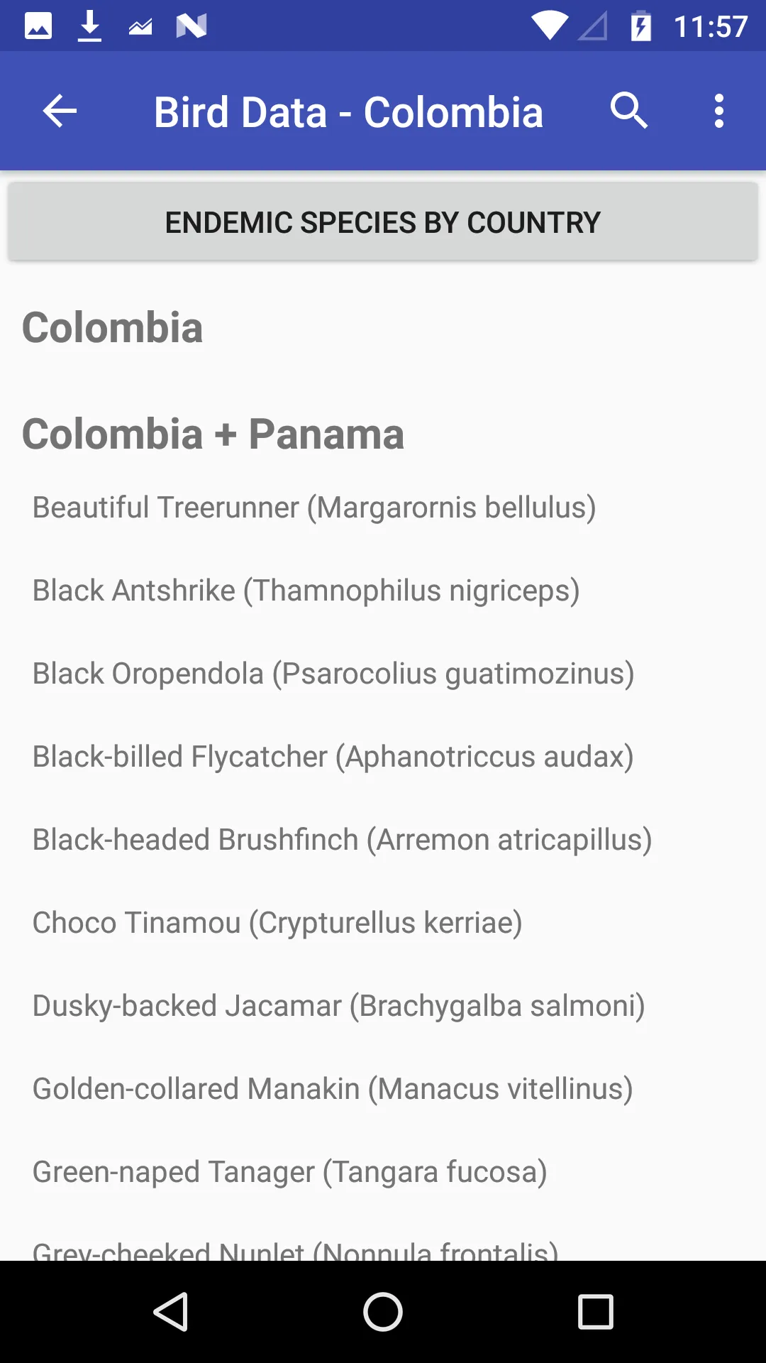 Bird Data - Colombia | Indus Appstore | Screenshot