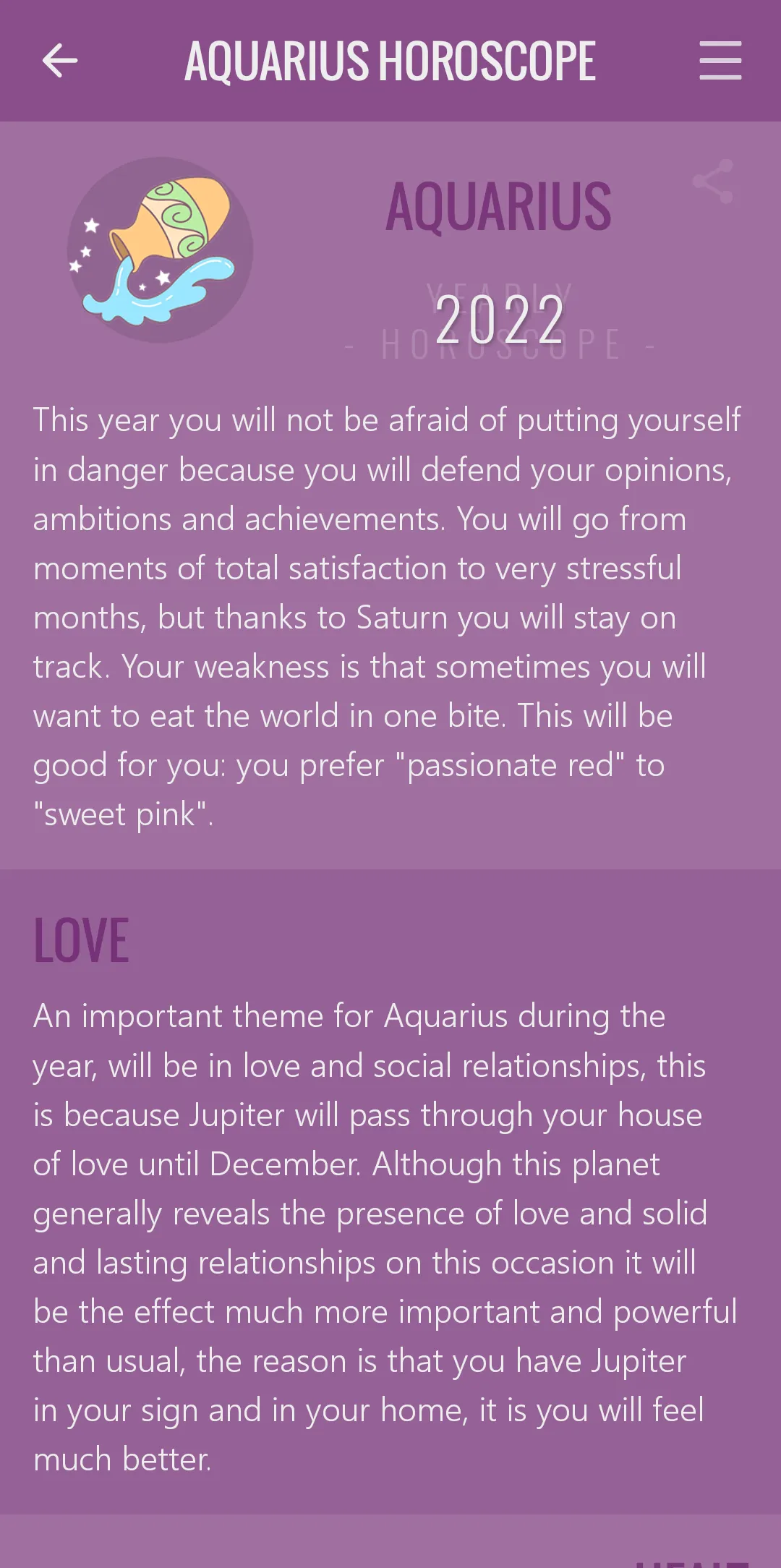 Aquarius Horoscope | Indus Appstore | Screenshot