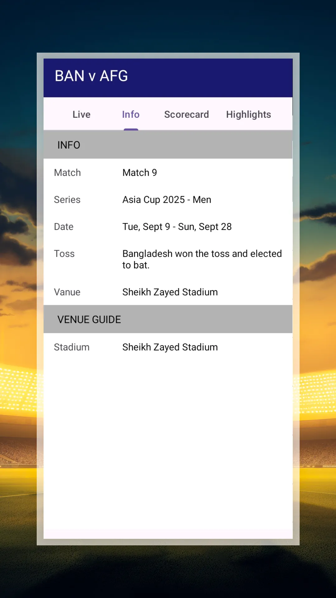 Cricket - Live Line and Score | Indus Appstore | Screenshot