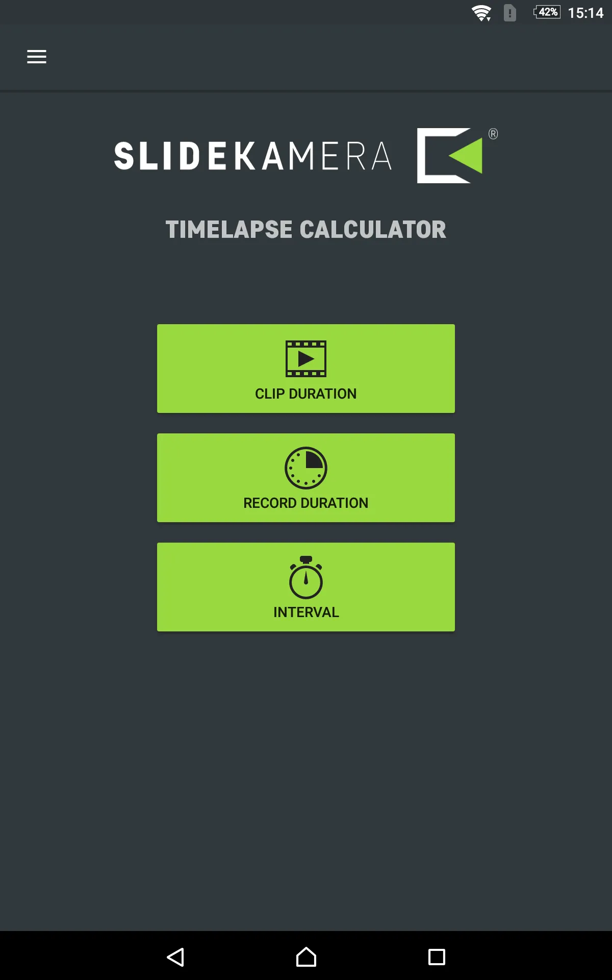 Slidekamera Timelapse Calc. | Indus Appstore | Screenshot