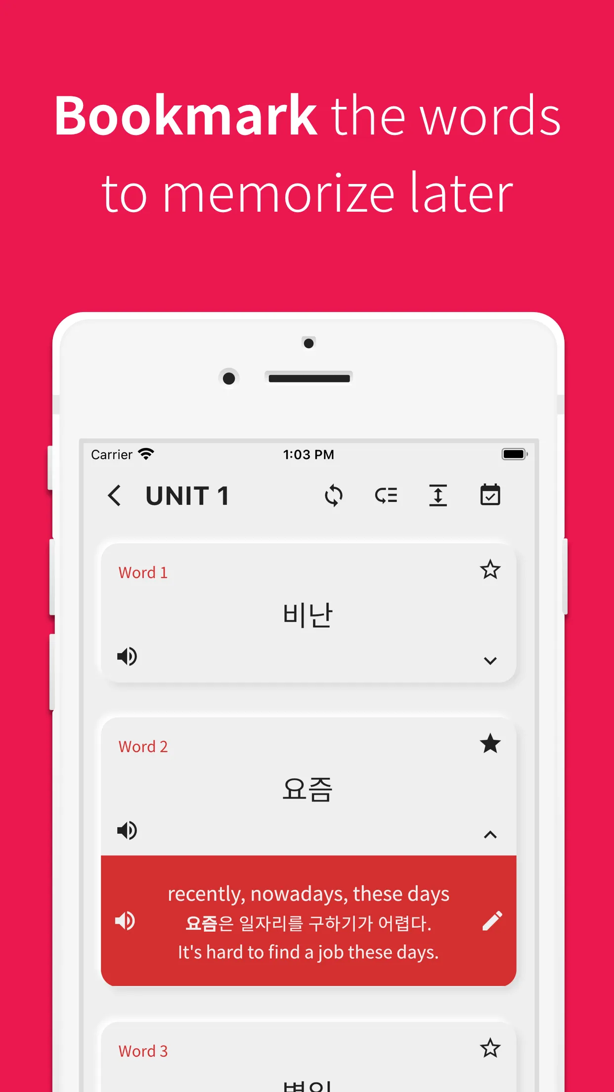 Korean vocabulary, TOPIK words | Indus Appstore | Screenshot