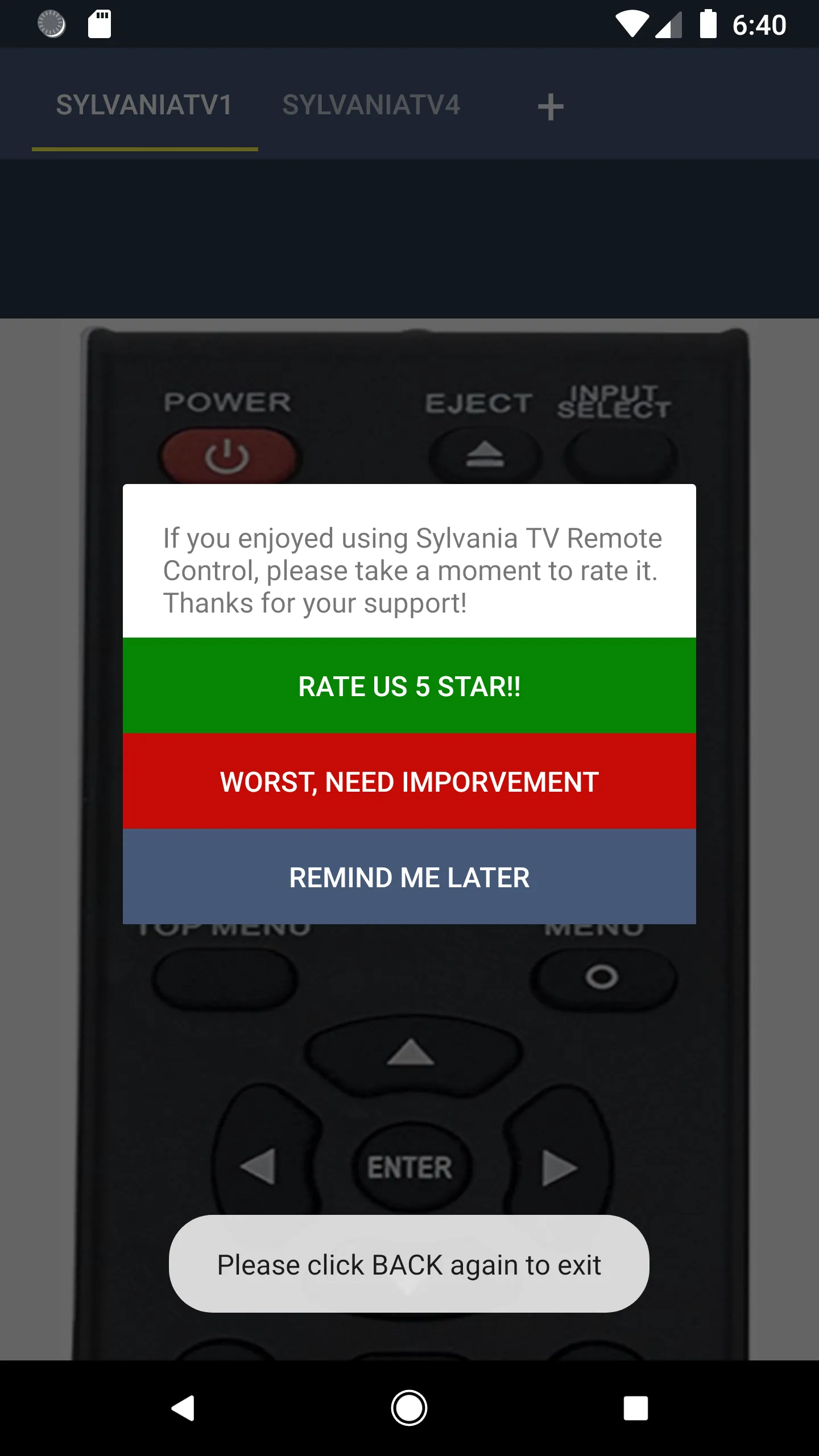 Sylvania TV Remote | Indus Appstore | Screenshot