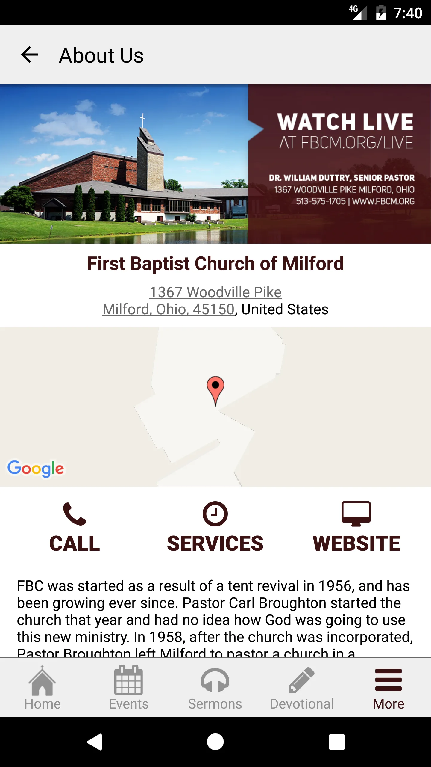 First Baptist Church Milford | Indus Appstore | Screenshot