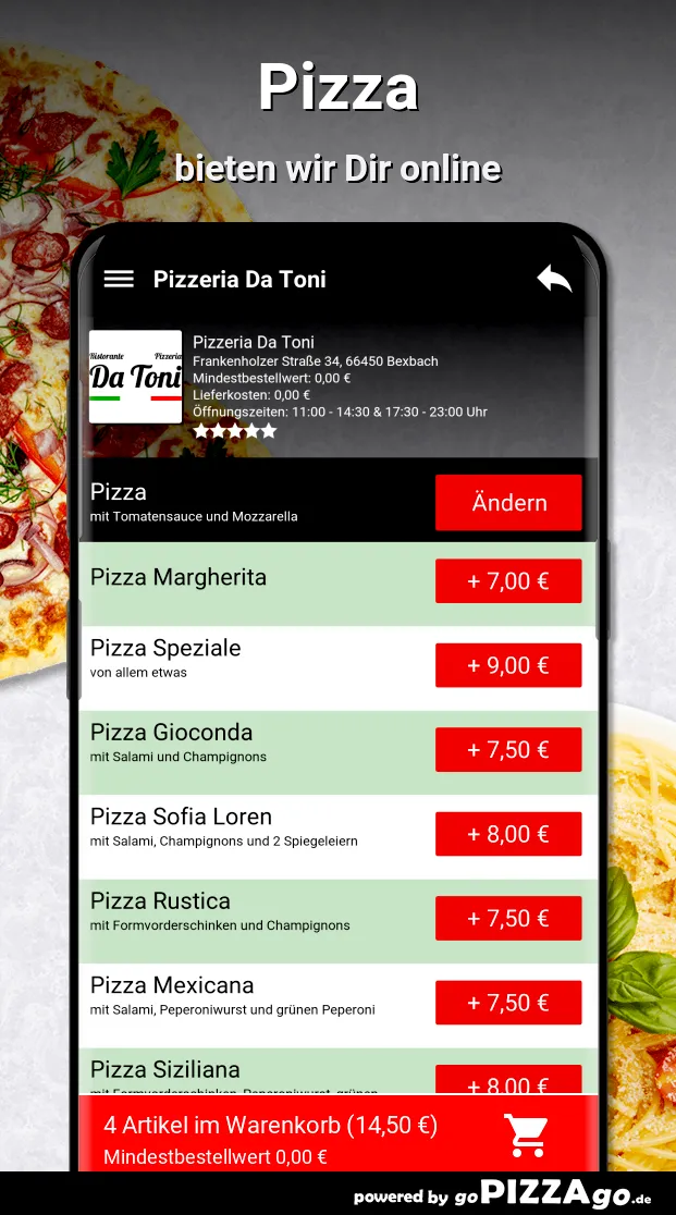 Pizzeria Da Toni Bexbach | Indus Appstore | Screenshot