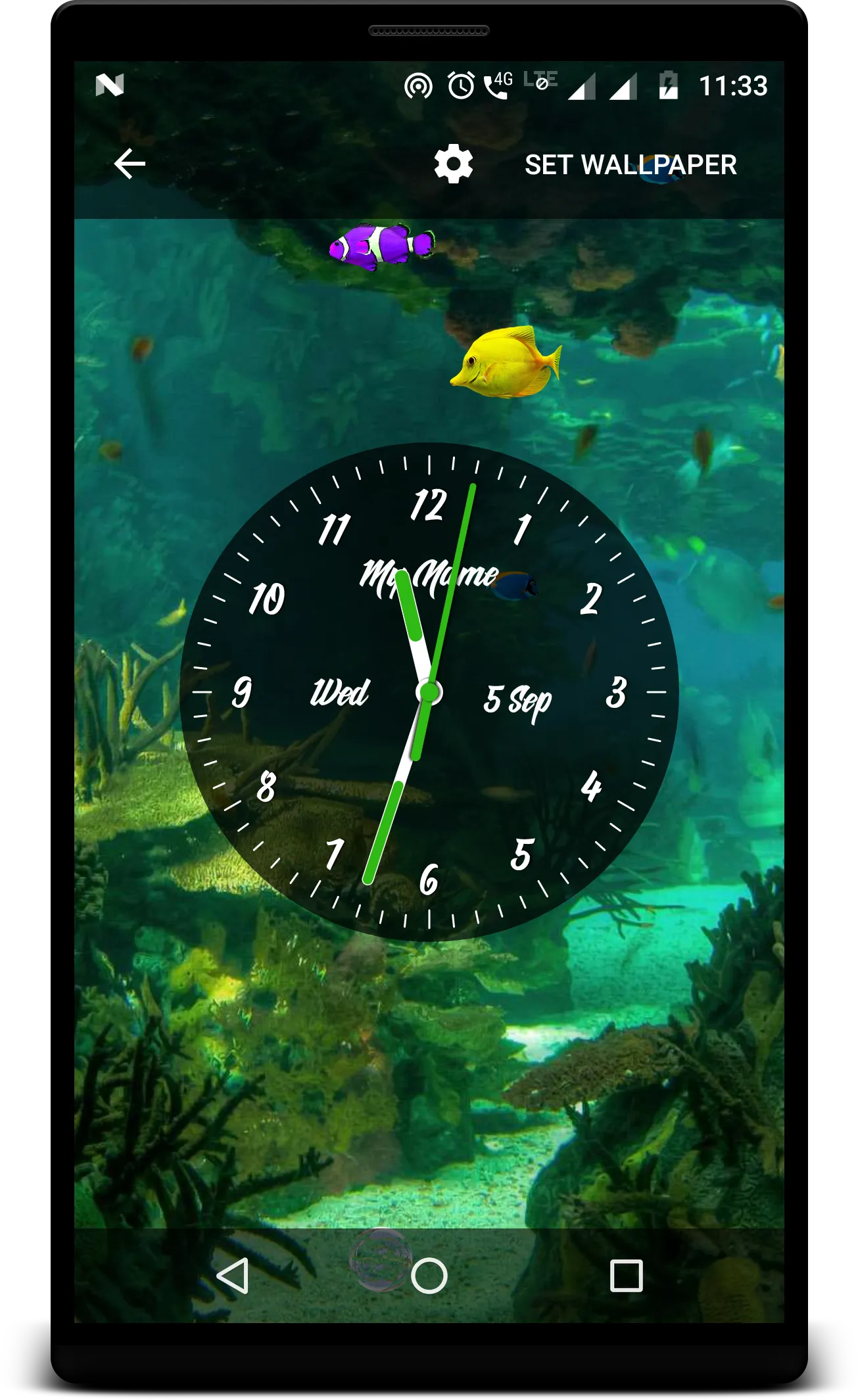 Aquarium Clock Live Wallpaper | Indus Appstore | Screenshot