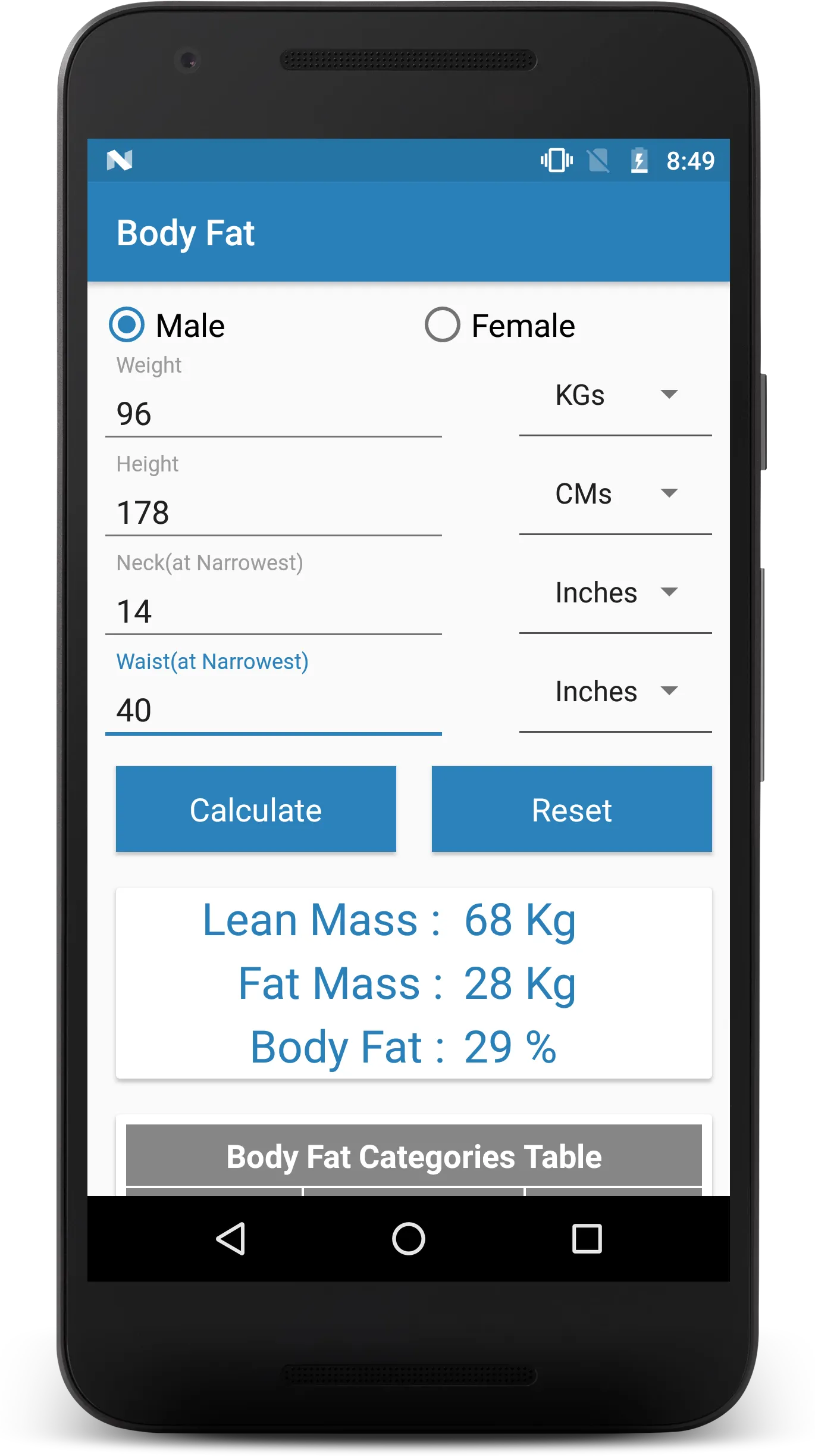 Health Calculator | Indus Appstore | Screenshot