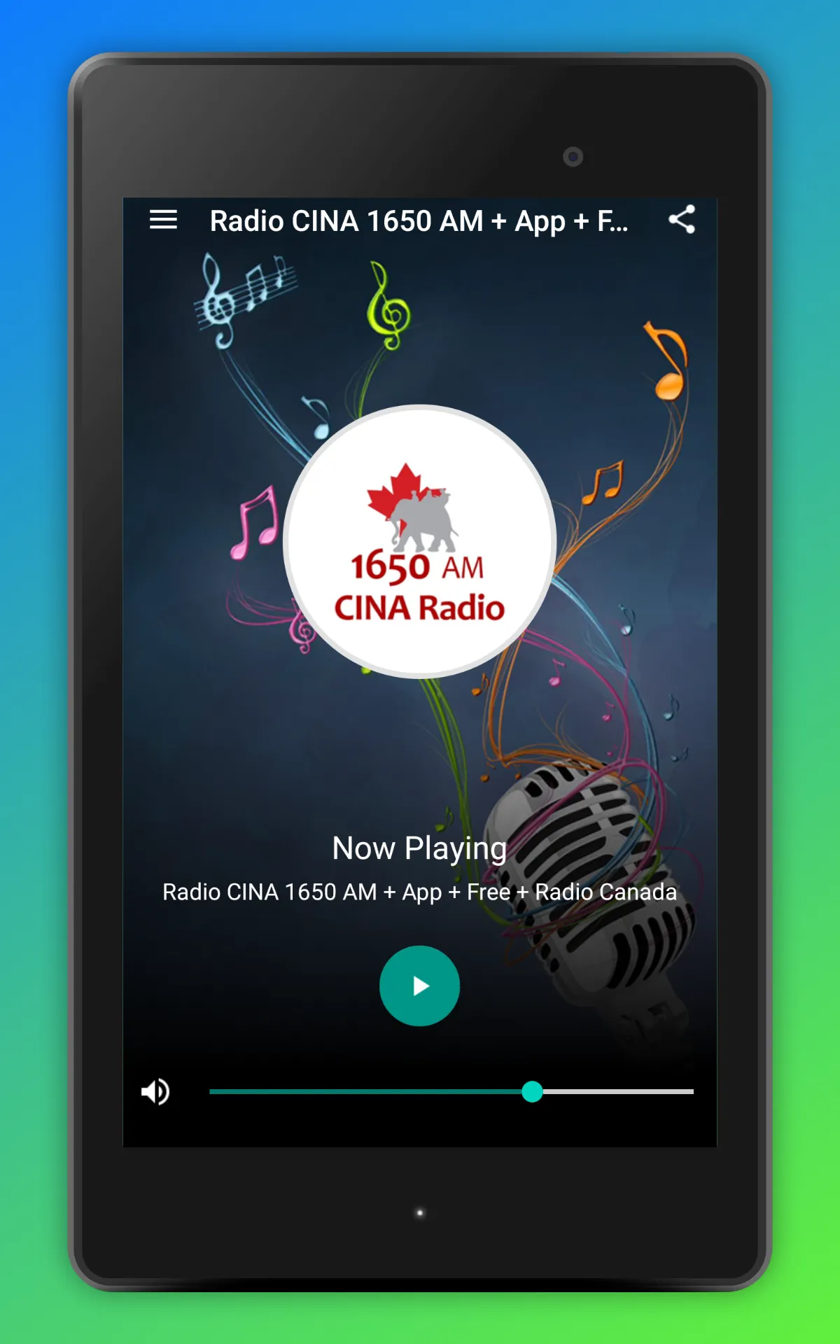 Radio CINA 1650 AM App Canada | Indus Appstore | Screenshot