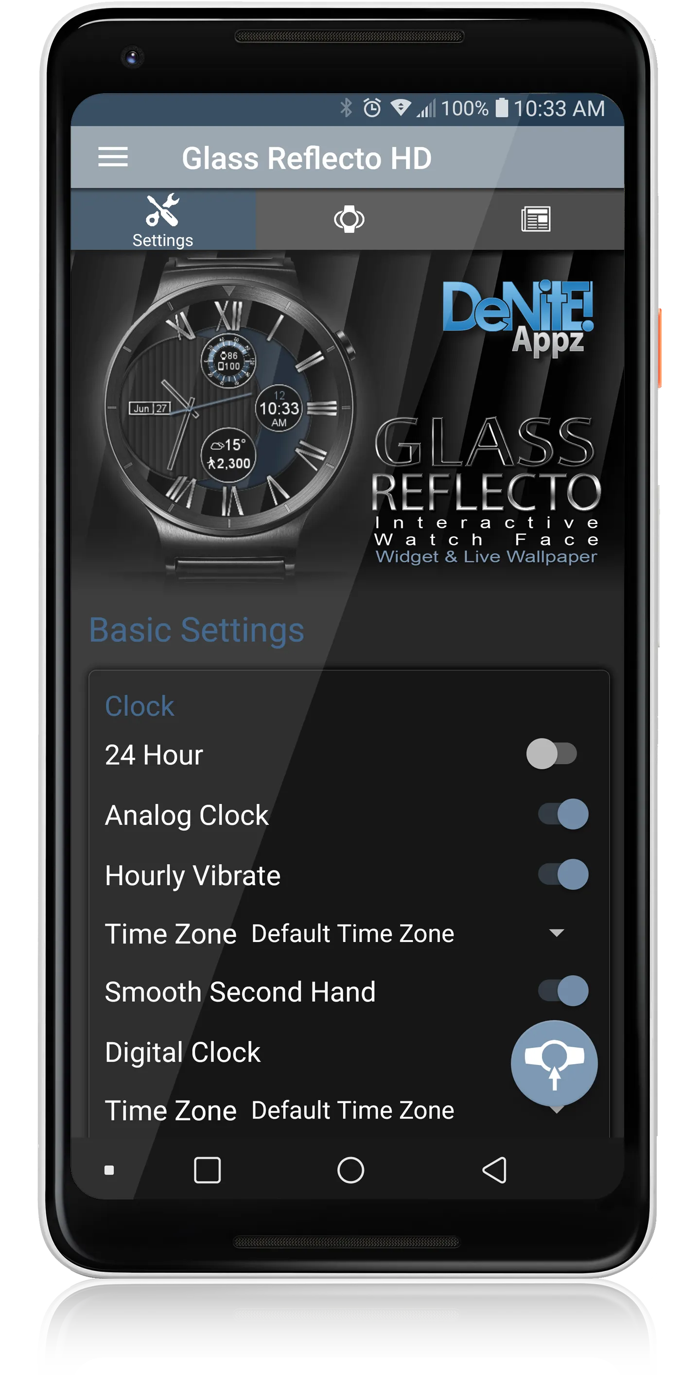 Glass Reflecto HD Watch Face | Indus Appstore | Screenshot