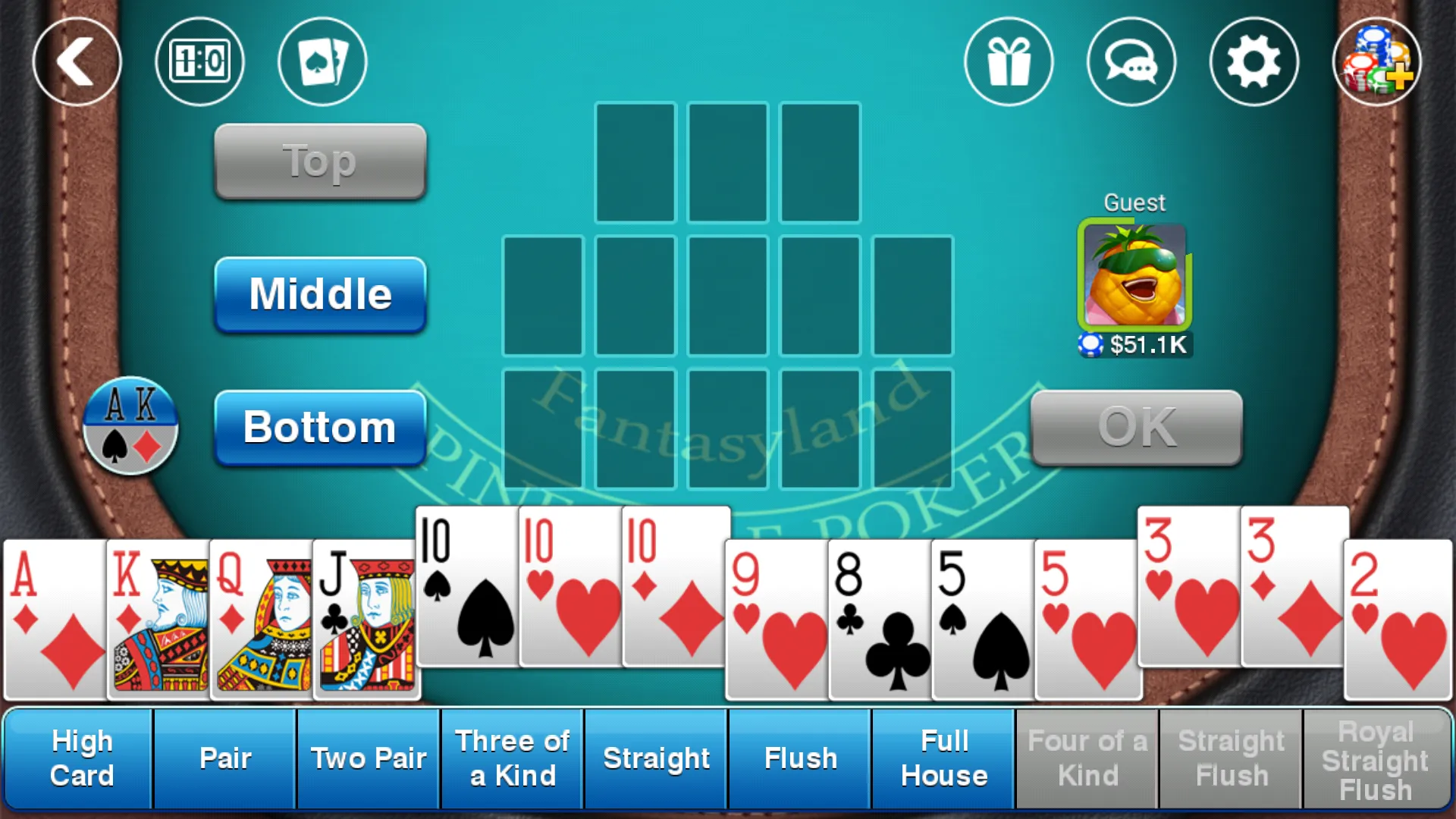 DH Pineapple Poker OFC | Indus Appstore | Screenshot