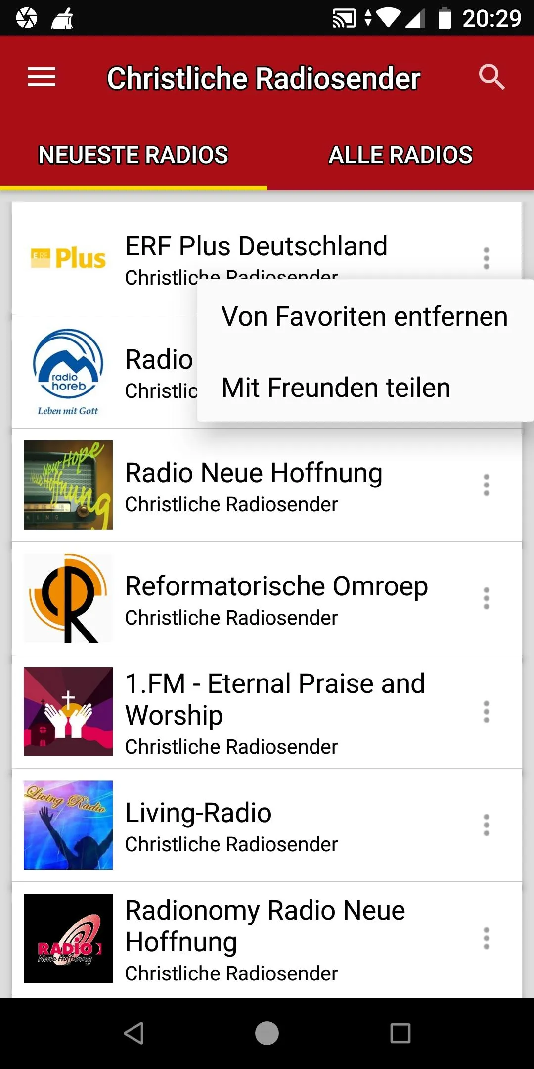 Christliche Radiosender | Indus Appstore | Screenshot