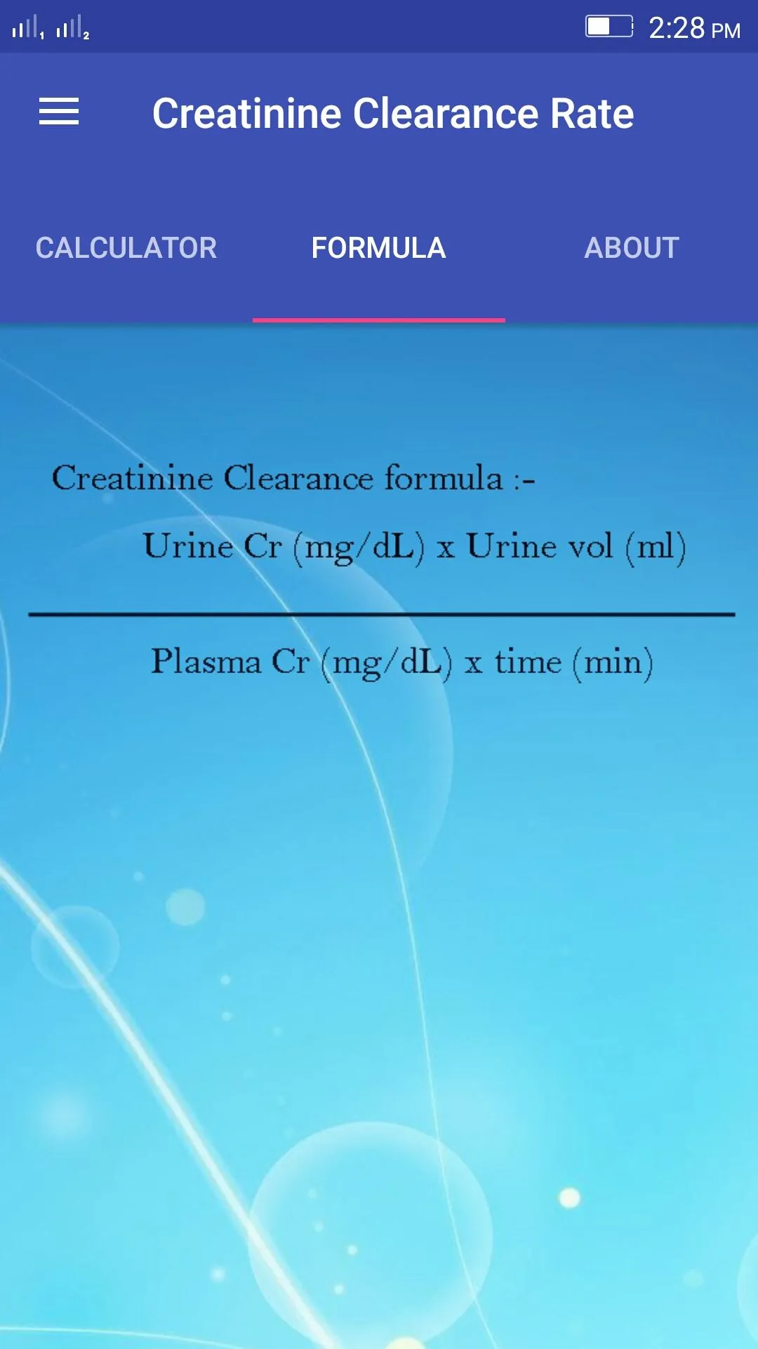 Creatinine Clearance Rate | Indus Appstore | Screenshot