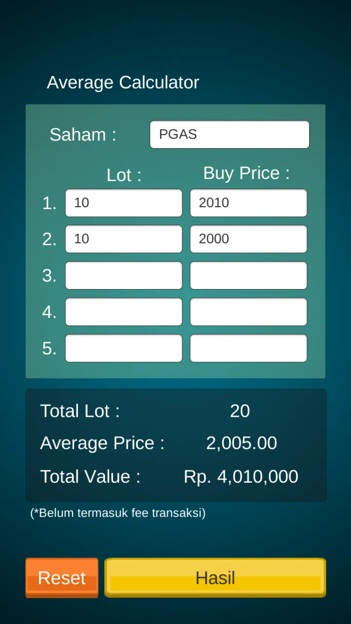 Kalkulator Saham | Indus Appstore | Screenshot