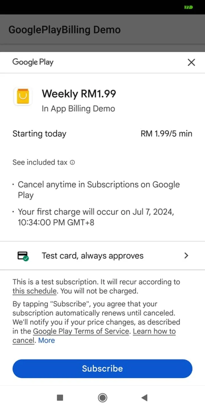 GooglePlayBilling Demo | Indus Appstore | Screenshot