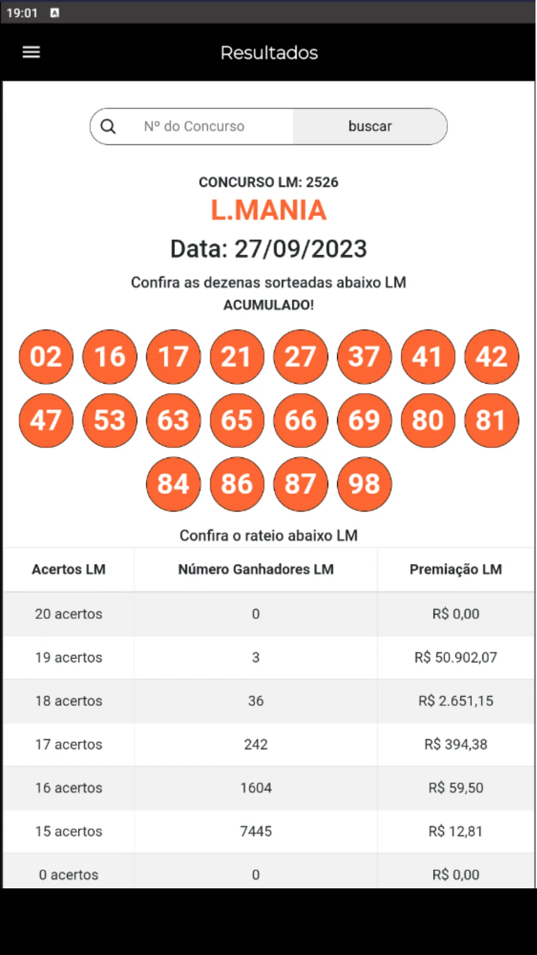 Resultado Loterias | Indus Appstore | Screenshot