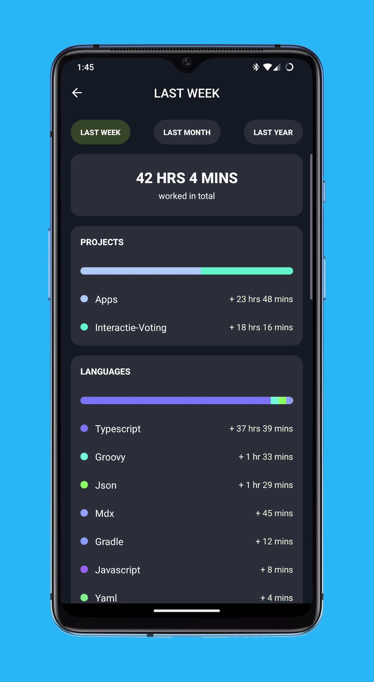 LiniTime - A Wakatime client | Indus Appstore | Screenshot