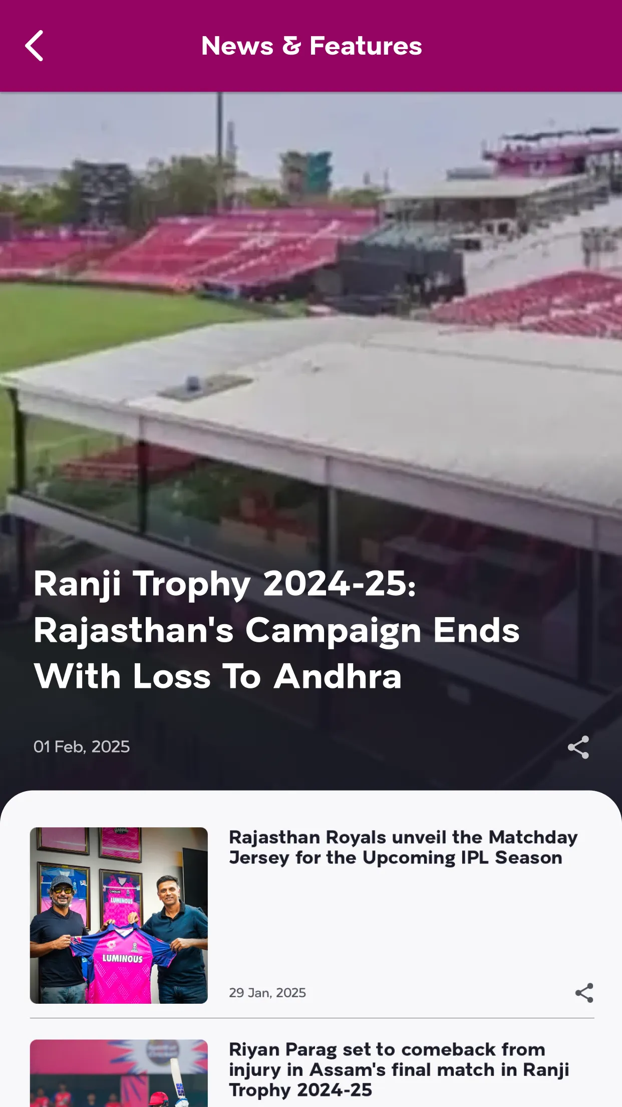 Rajasthan Royals Official App | Indus Appstore | Screenshot