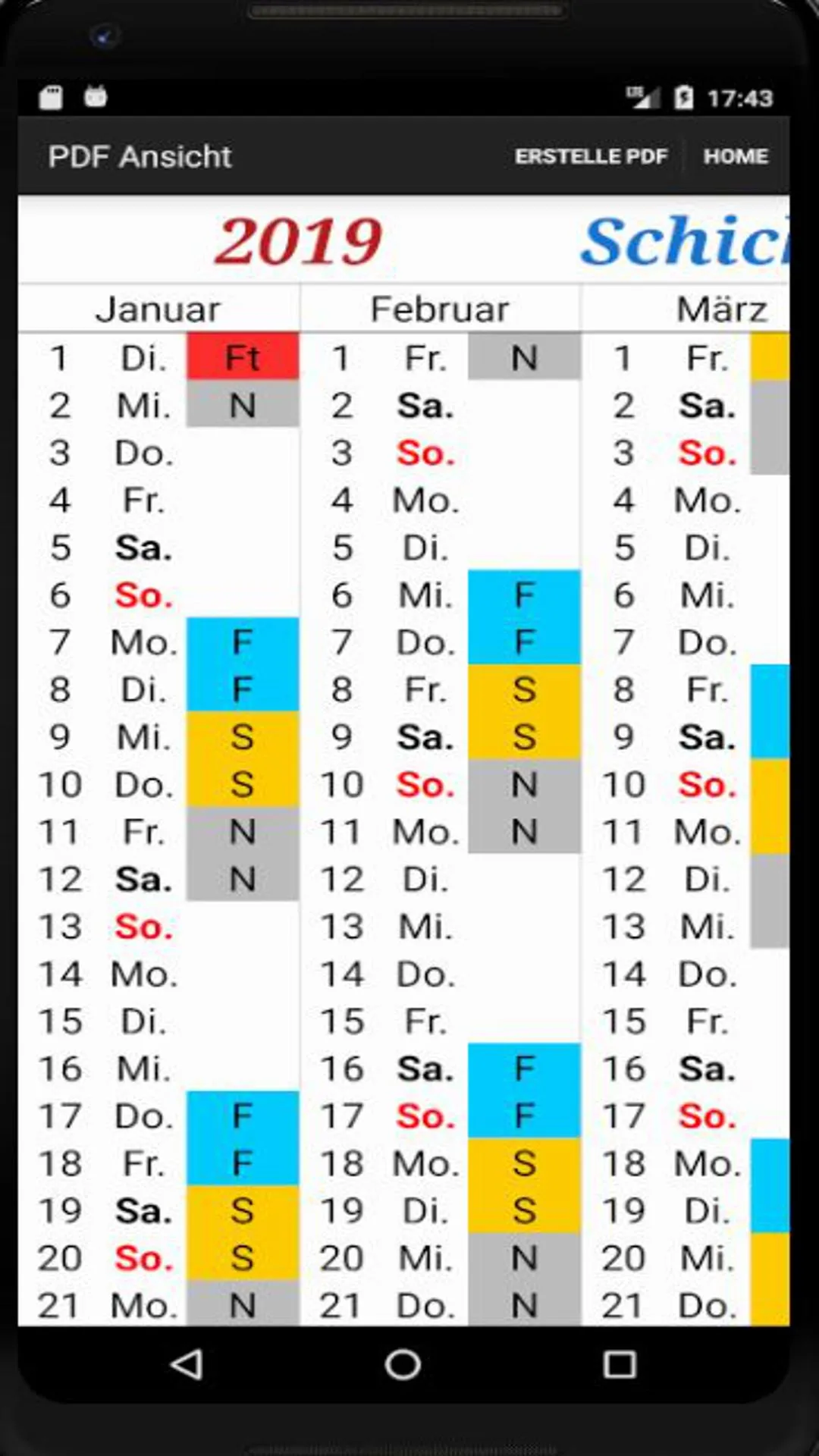 Schichtkalender | Indus Appstore | Screenshot