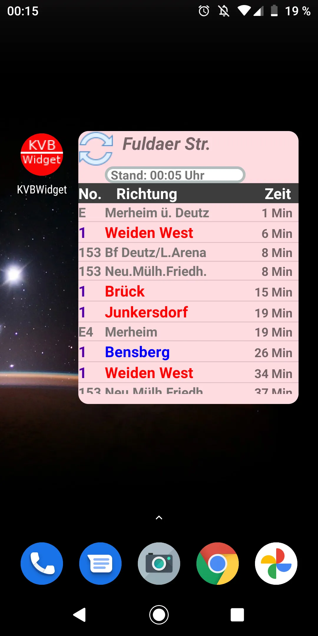 KVBWidget Abfahrtsmonitor Köln | Indus Appstore | Screenshot